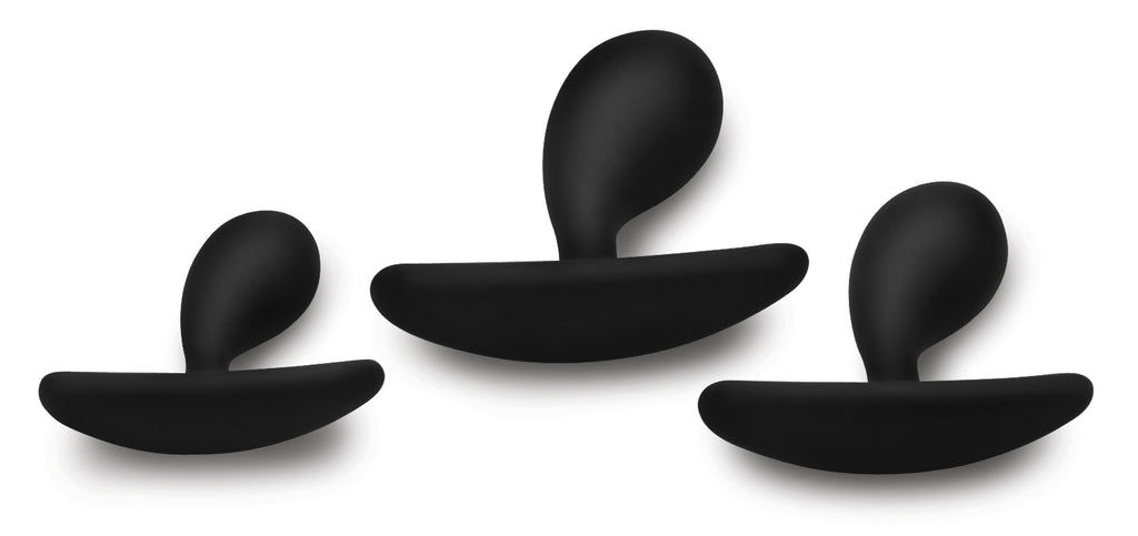 Master Series Dark Droplets 3 Piece Curved Silicone Anal Trainer Set Black