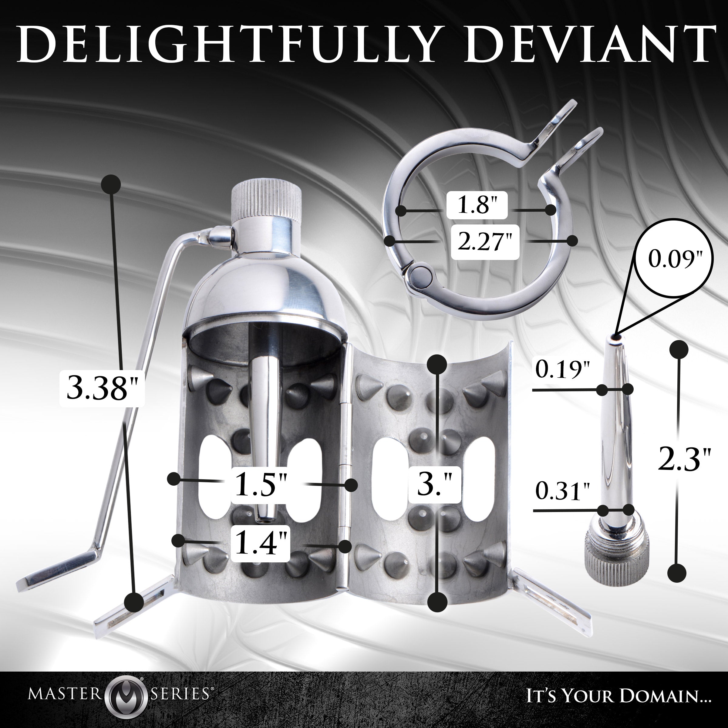 Master Series Spiked Chamber Chastity Cage Grey