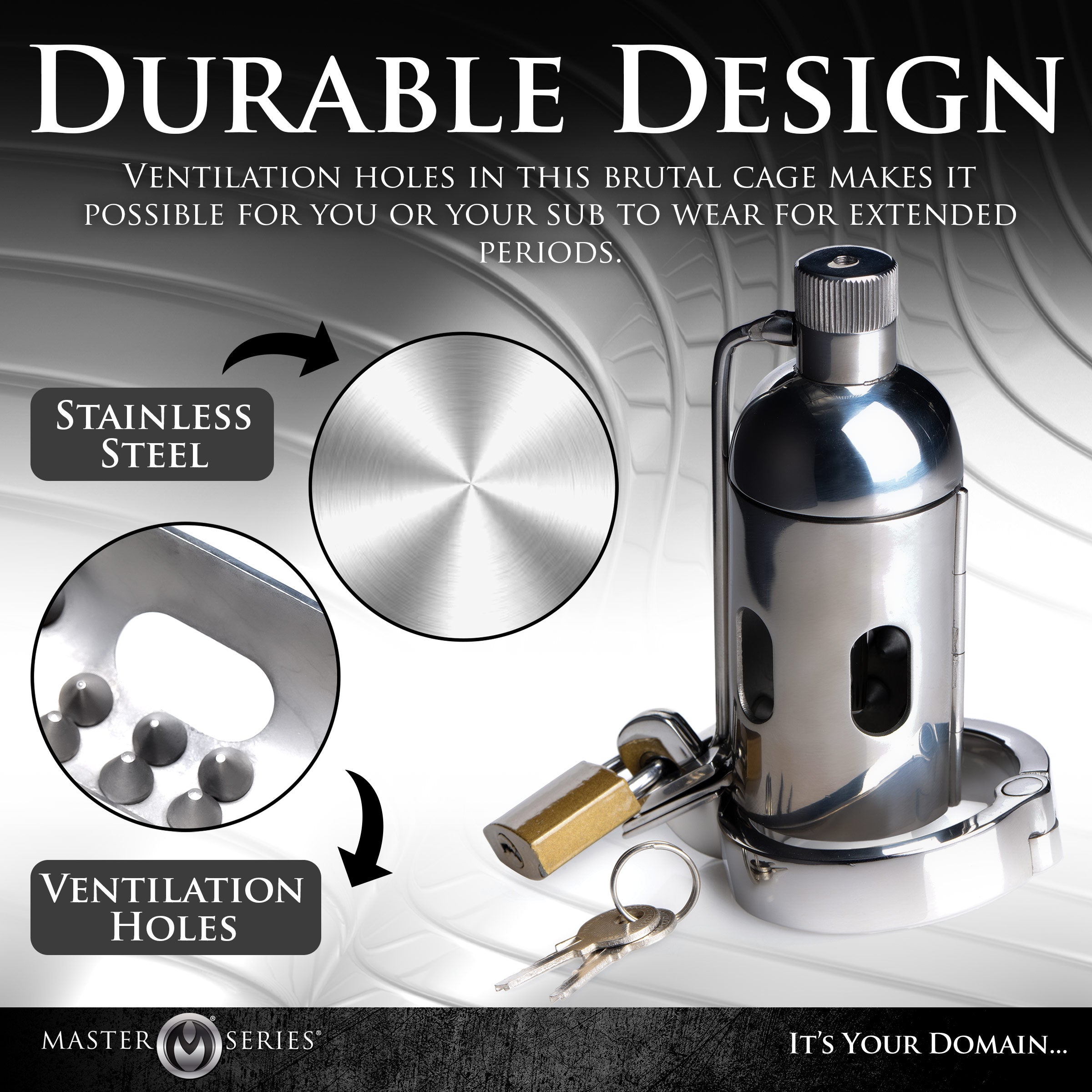 Master Series Spiked Chamber Chastity Cage Grey