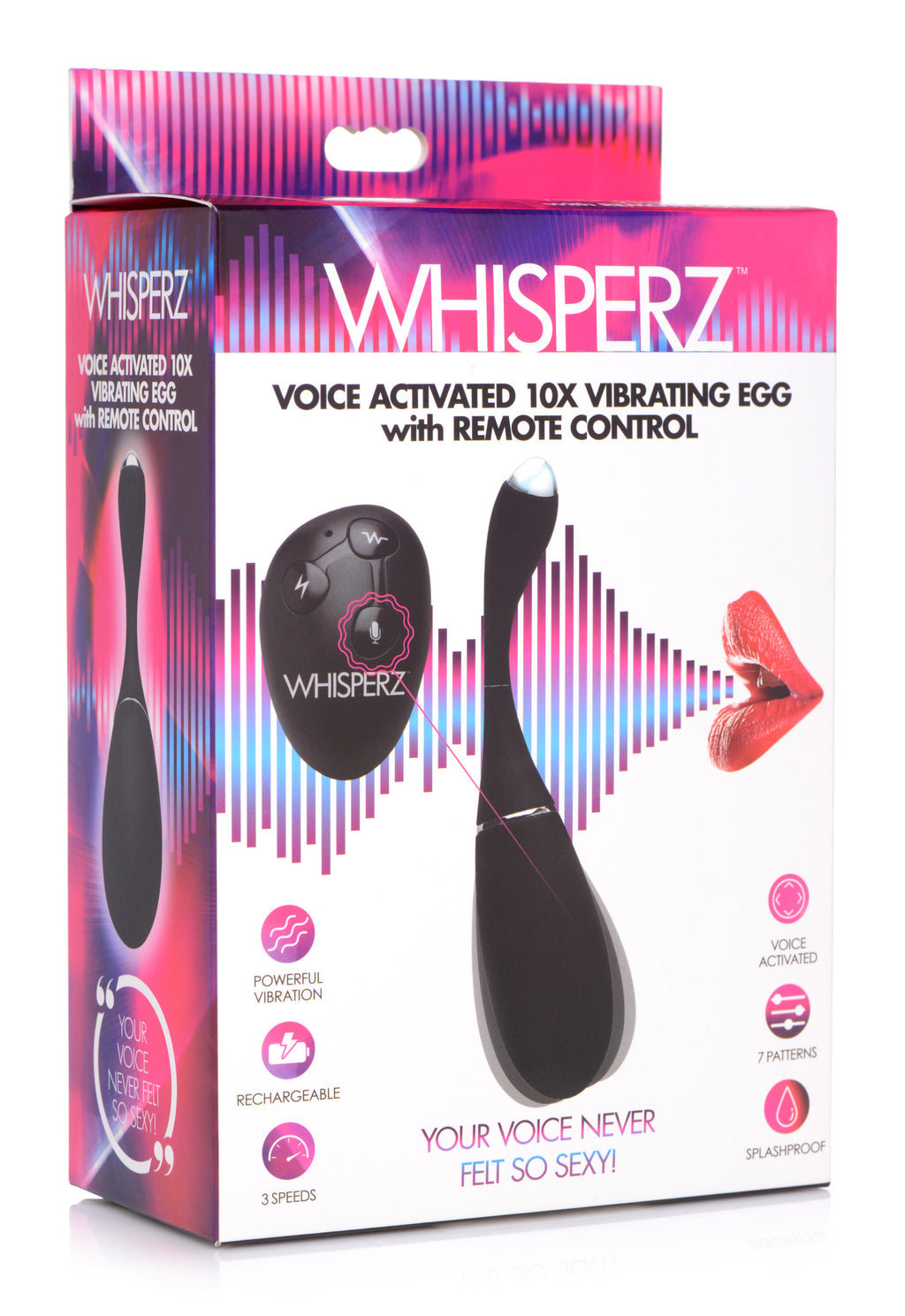 Whisperz Voice Activated 10X Vibrating Egg with Remote Control Black