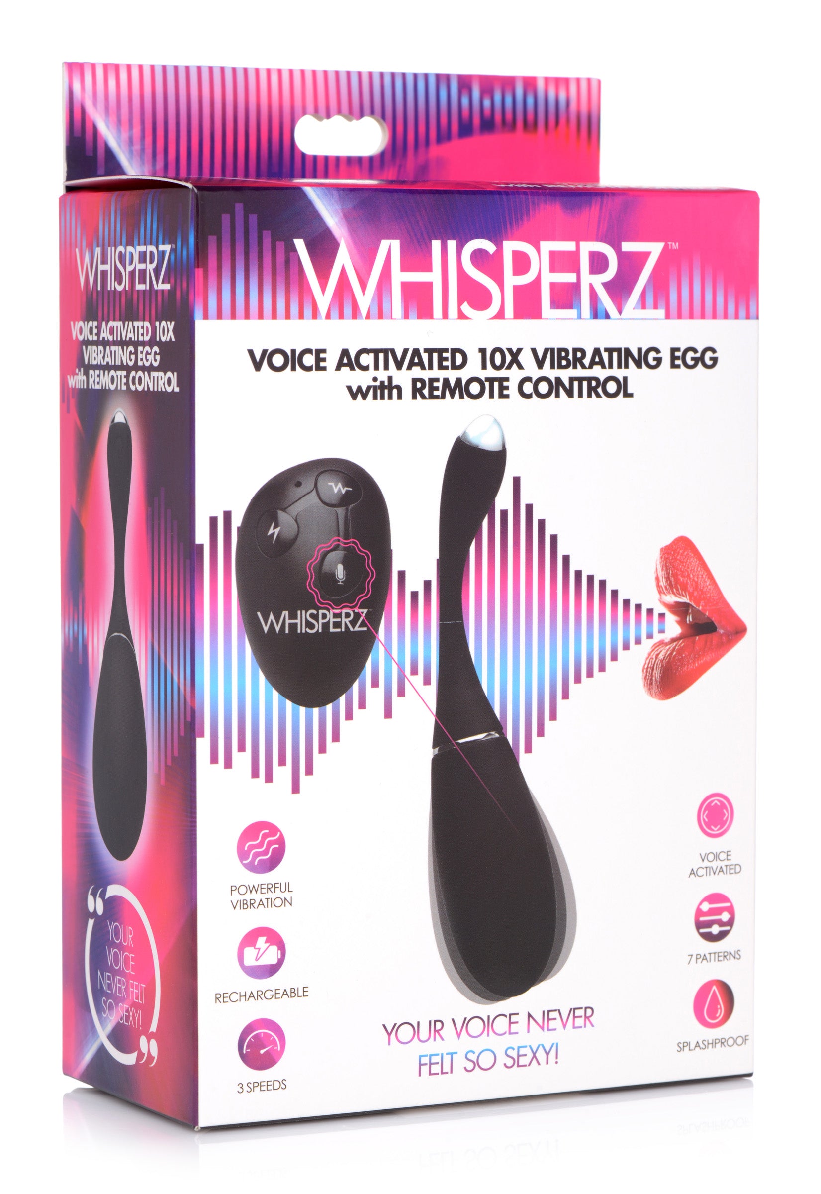 Whisperz Voice Activated 10X Vibrating Egg with Remote Control Black