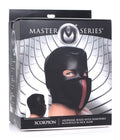 Master Series Scorpion Hood With Removable Blindfold and Face Mask Black