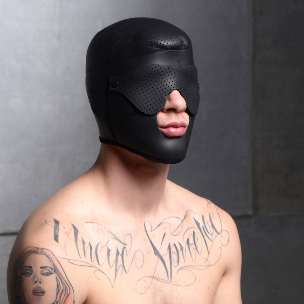 Master Series Scorpion Hood With Removable Blindfold and Face Mask Black