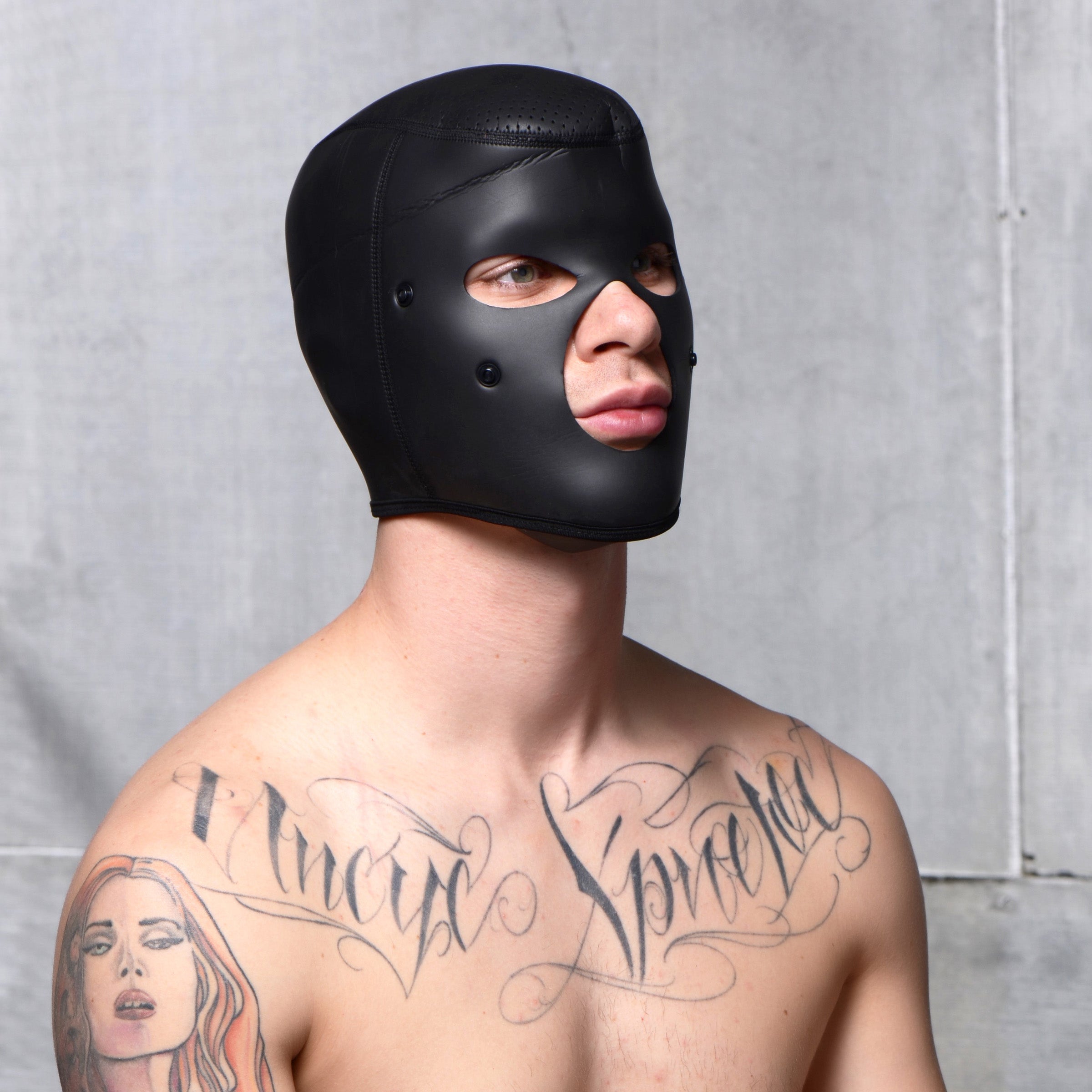 Master Series Scorpion Hood With Removable Blindfold and Face Mask Black