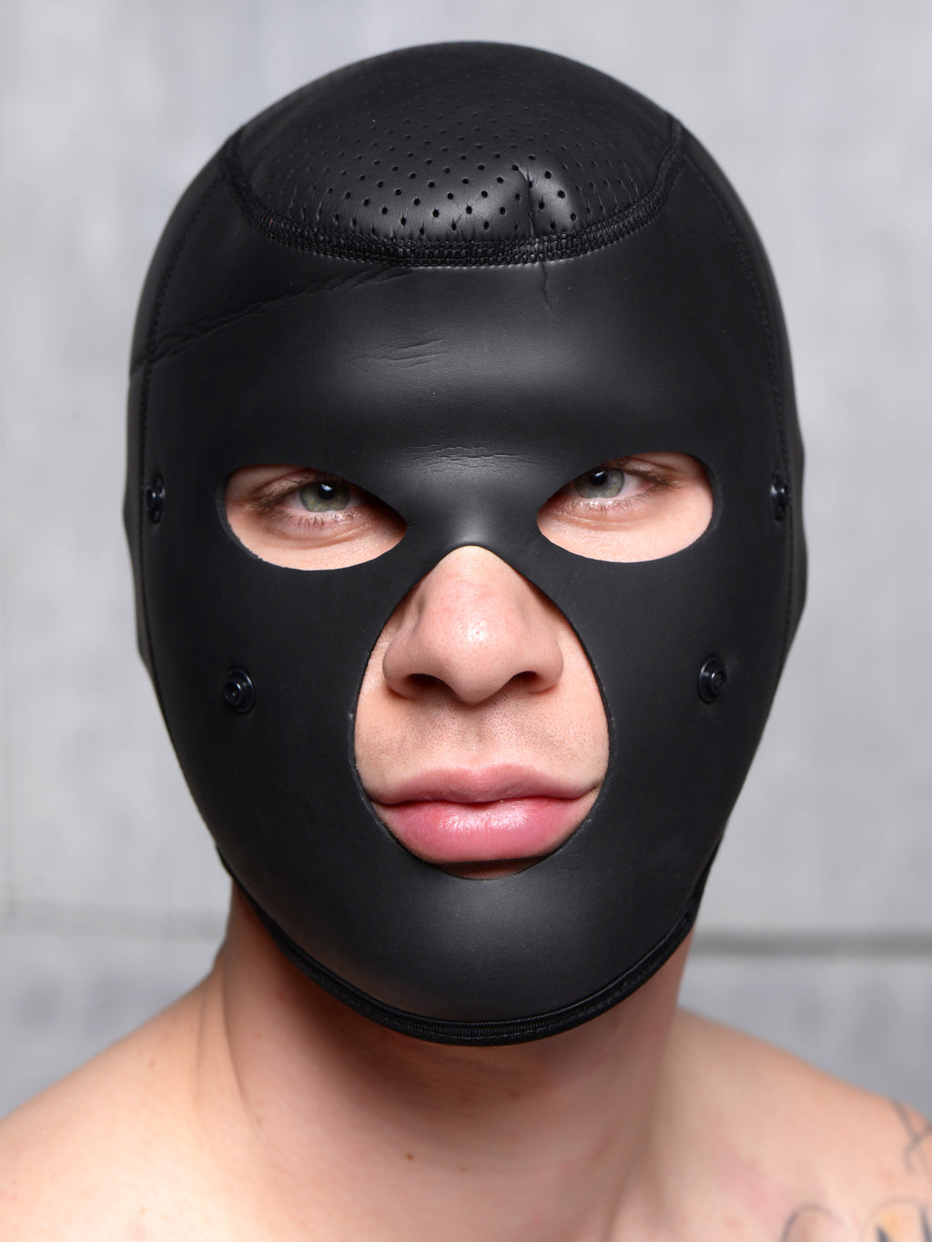 Master Series Scorpion Hood With Removable Blindfold and Face Mask Black