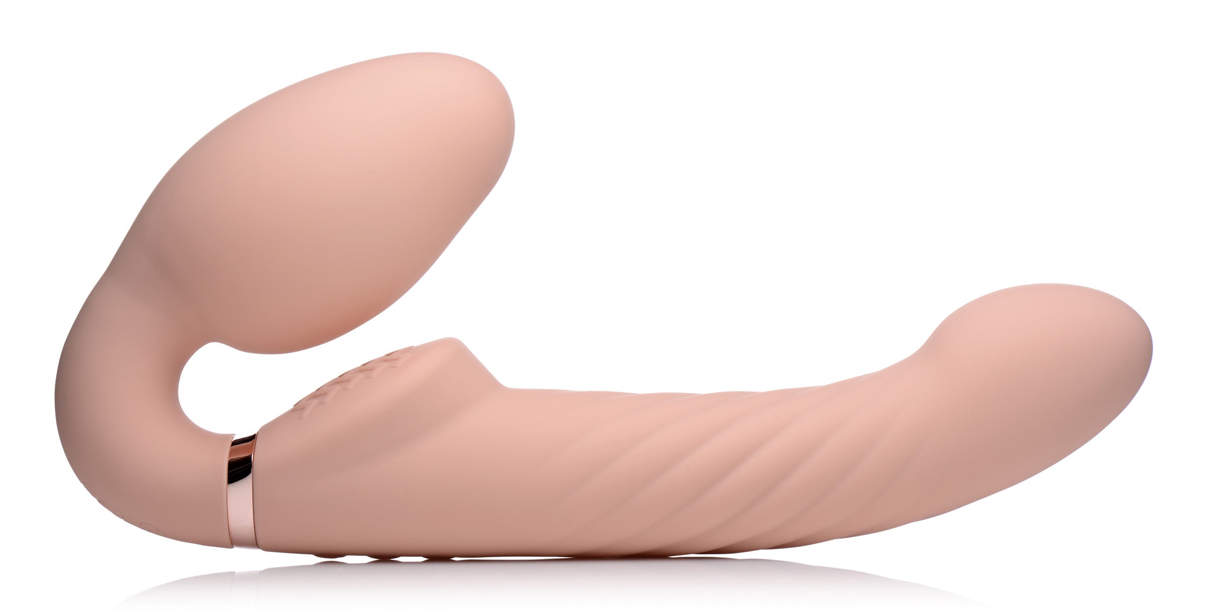 Strap U Ergo-Fit Twist Inflatable Vibrating Silicone Strapless Strap-on - Beige Flesh