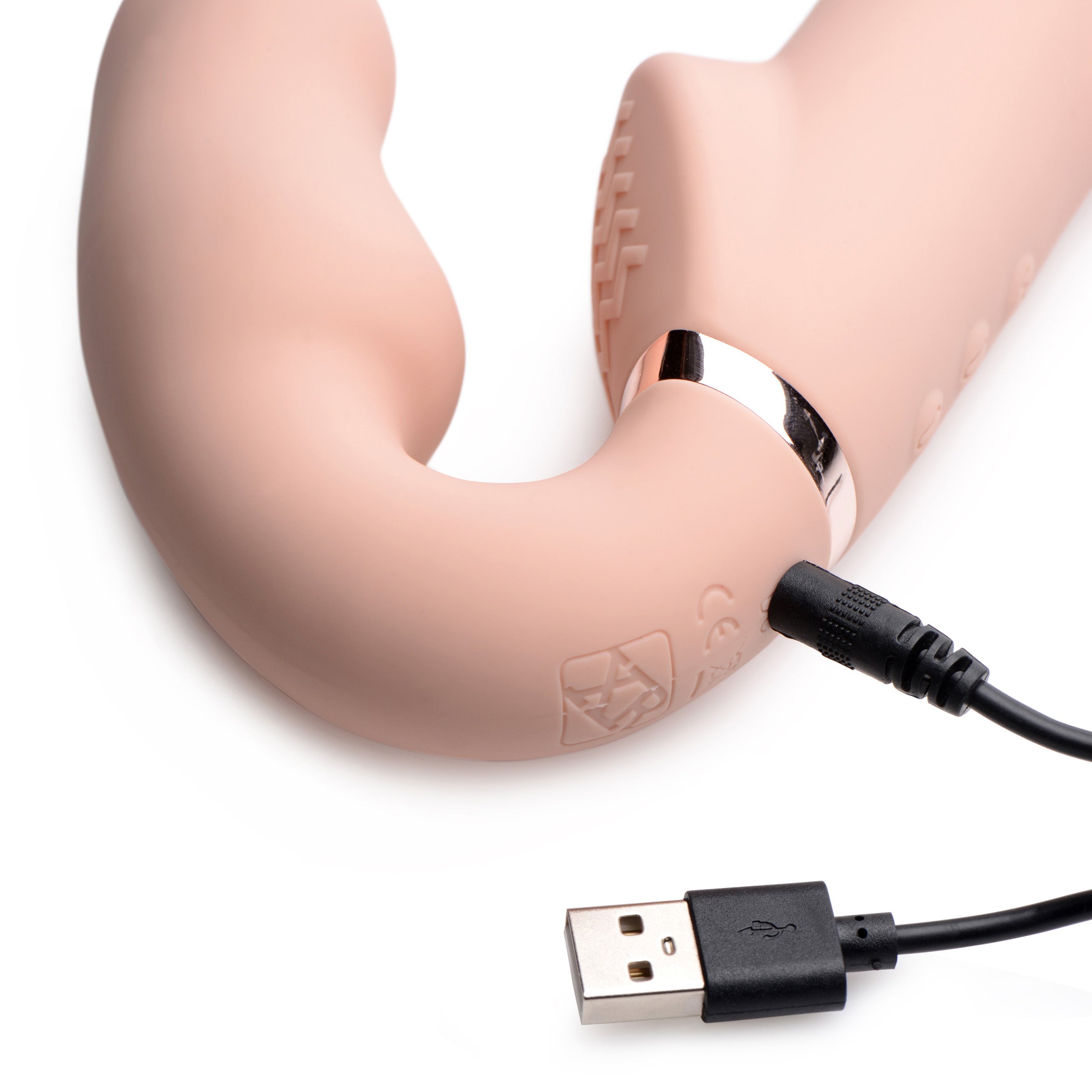 Strap U Ergo-Fit Twist Inflatable Vibrating Silicone Strapless Strap-on - Beige Flesh