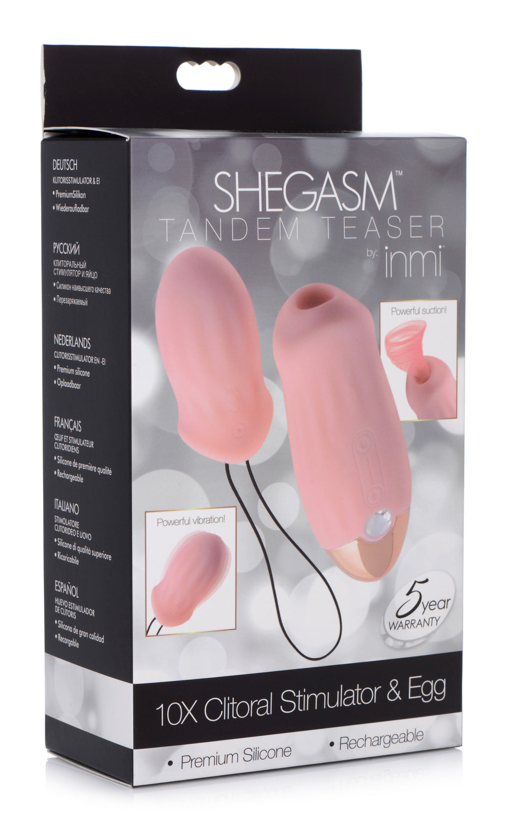Inmi Shegasm Tandem Teaser 10X Clitoral Stimulator with bonus Egg Vibe Pink