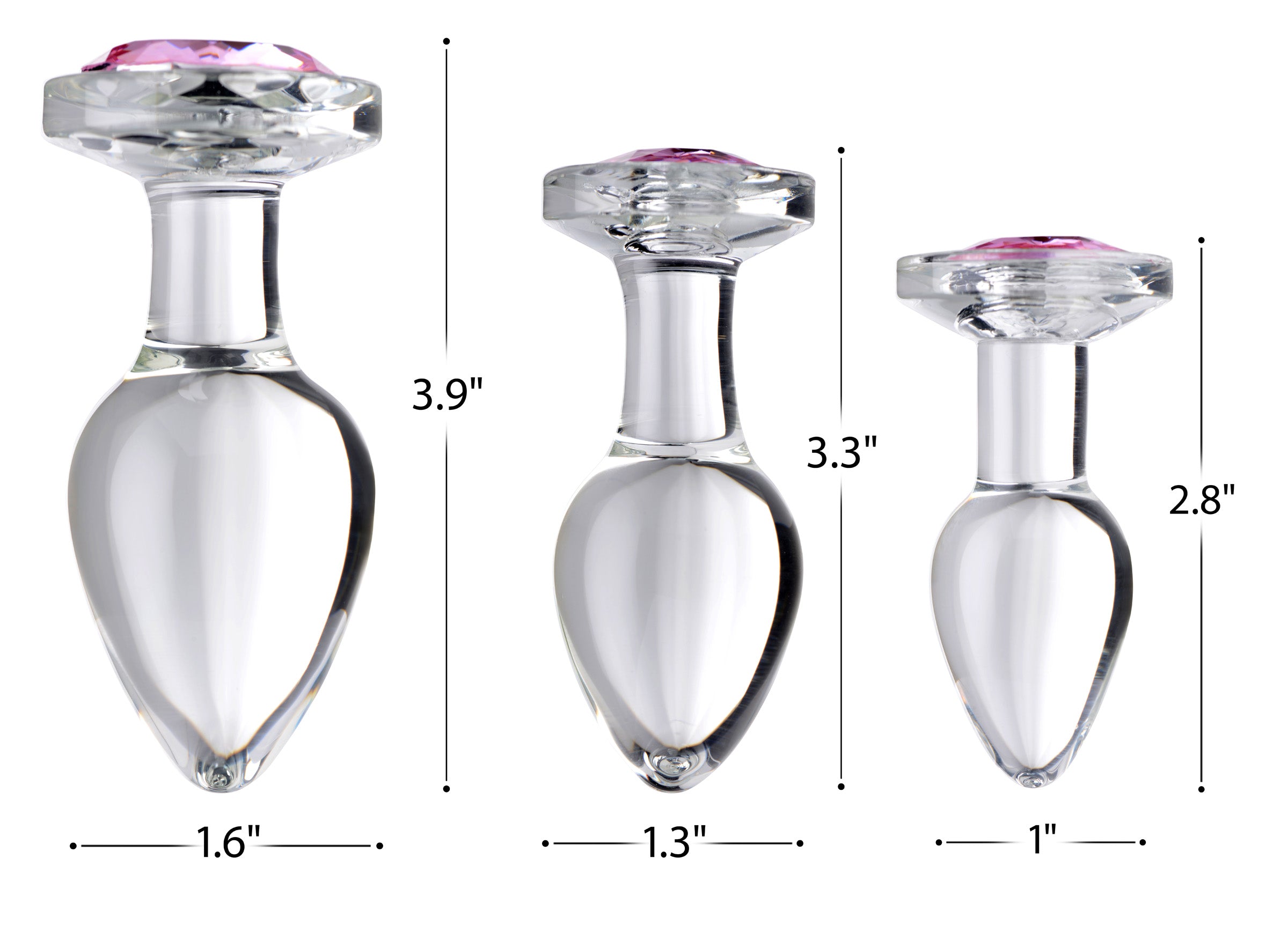 Booty Sparks Pink Gem Glass Anal Plug Set Pink