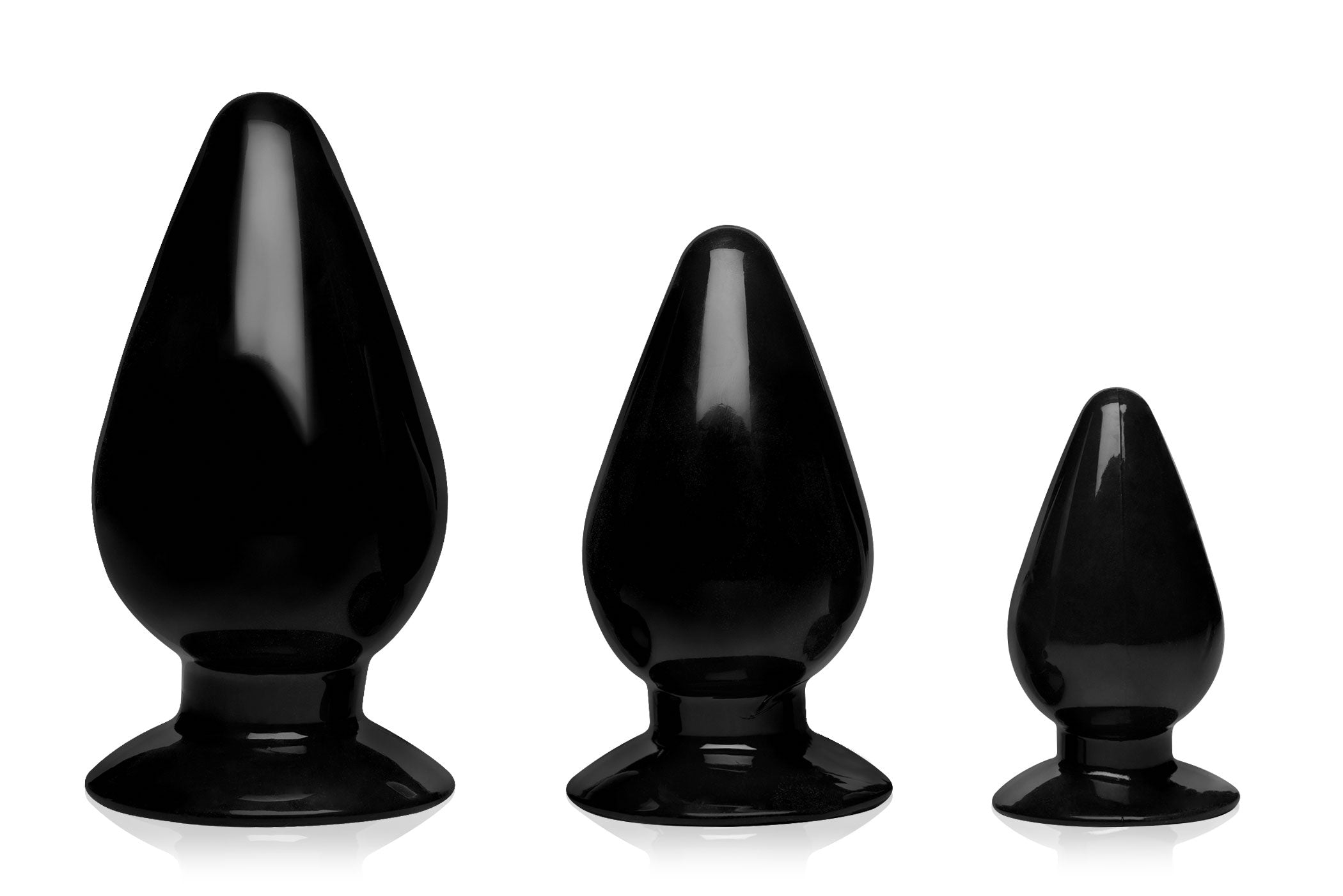 Master Series Triple Cones 3 Piece Anal Plug Set - Black Black