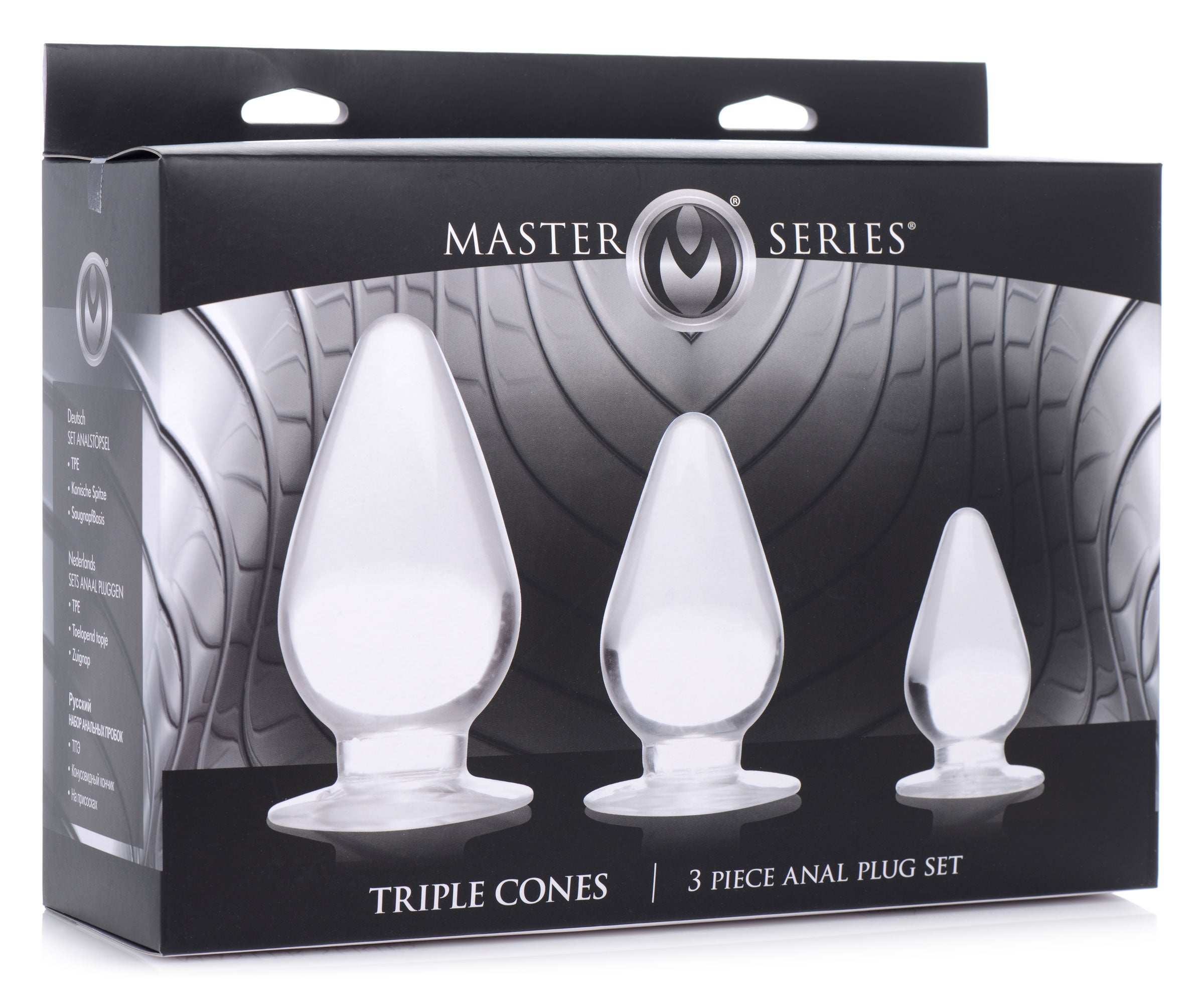 Master Series Triple Cones 3 Piece Anal Plug Set - Black Clear