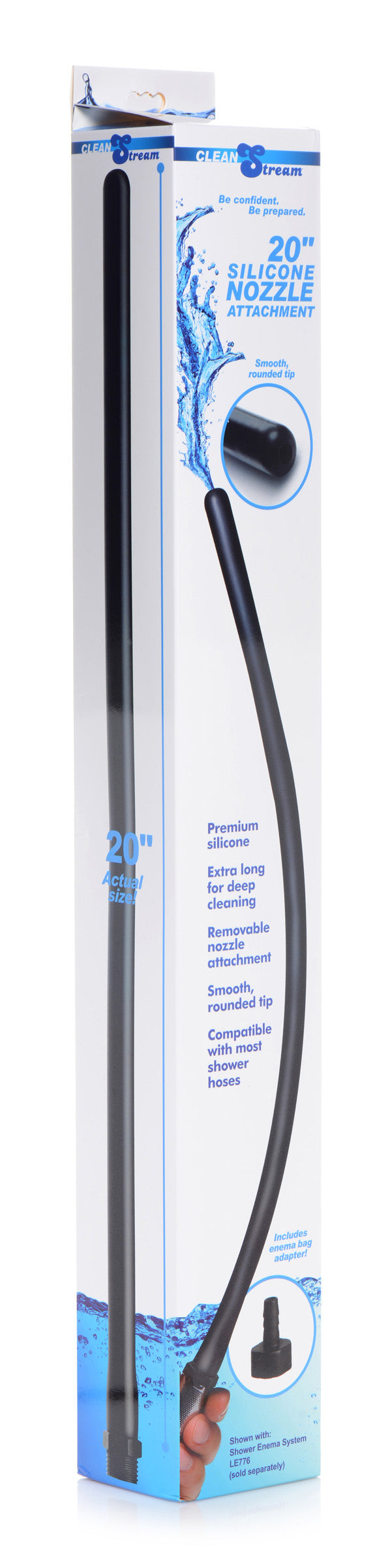 CleanStream 20 Inch Silicone Nozzle Enema Attachment Black