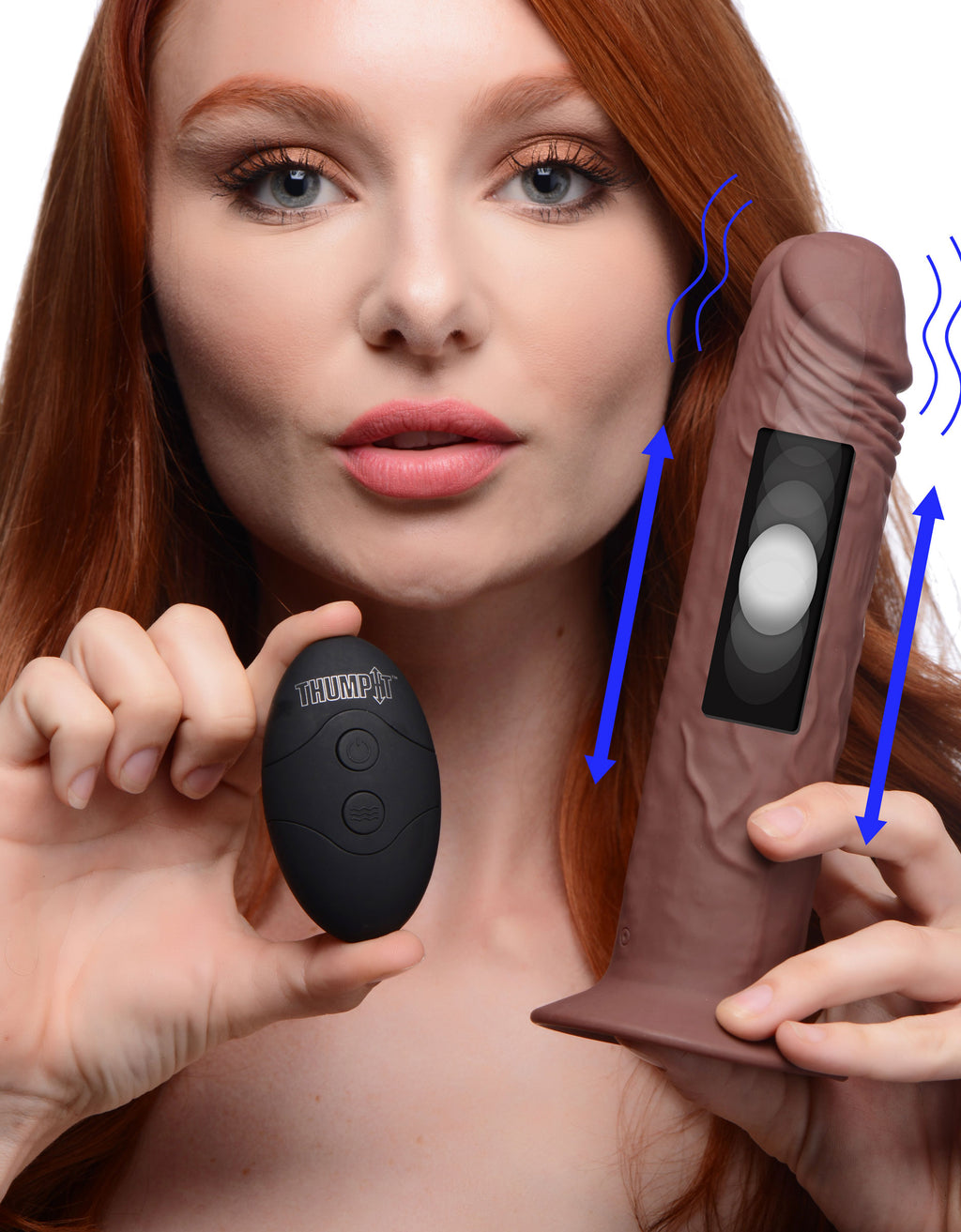Thump It 7X Remote Control Vibrating and Thumping Dildo - Dark Brown