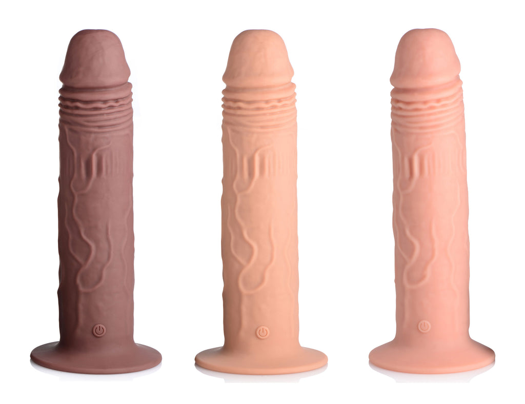 Thump It 7X Remote Control Vibrating and Thumping Dildo - Dark Brown