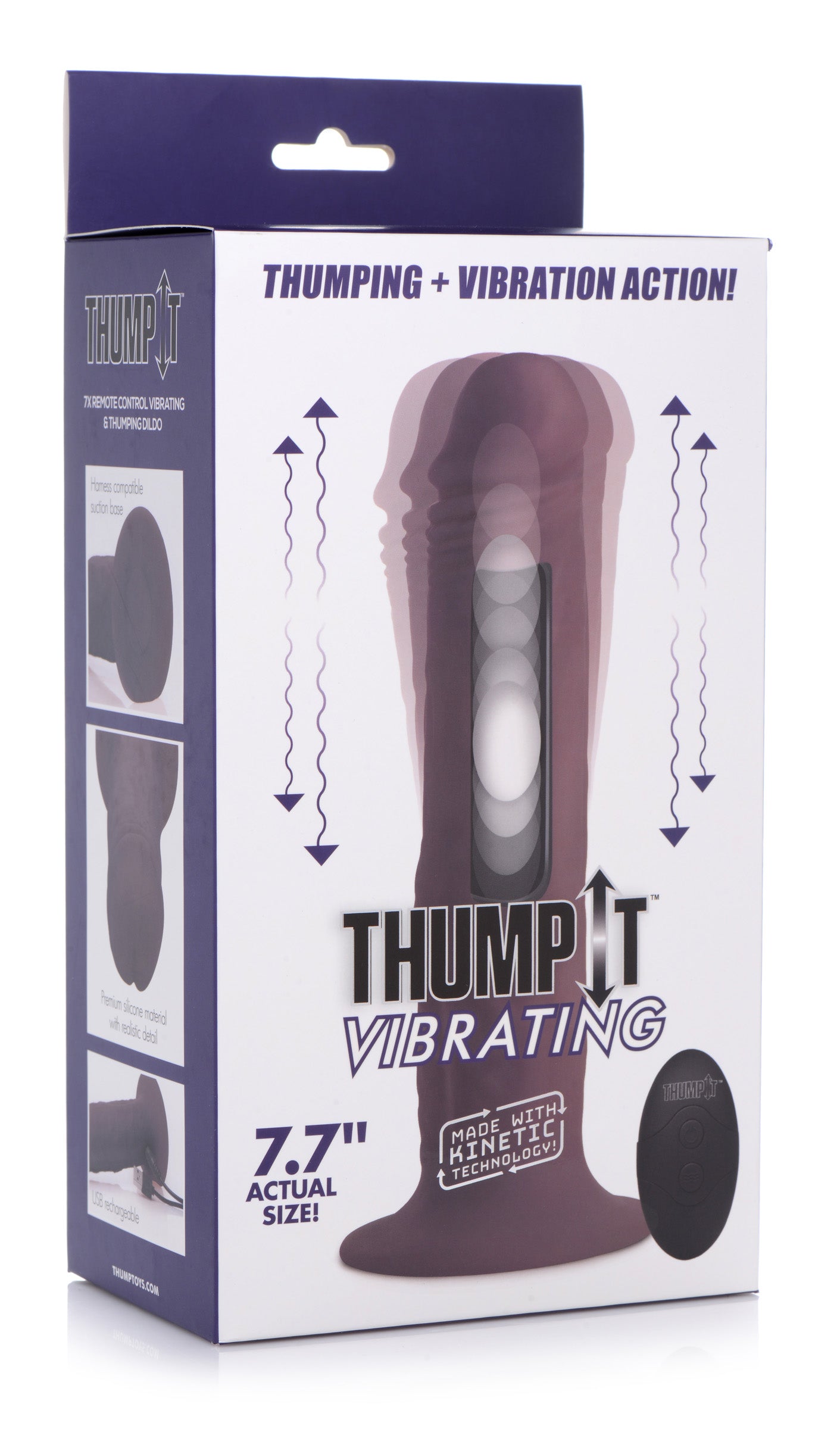 Thump It 7X Remote Control Vibrating and Thumping Dildo - Dark Brown