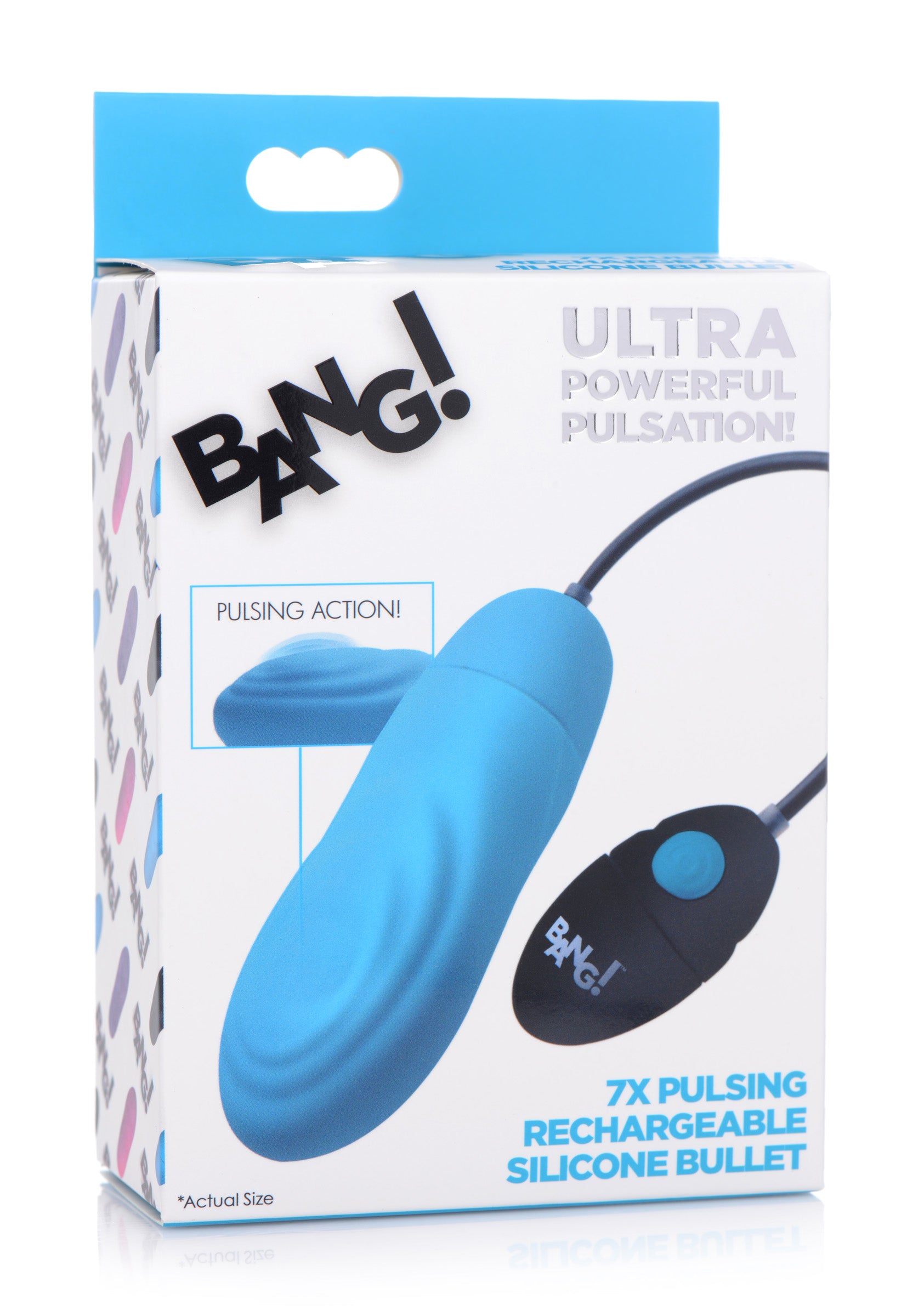 Bang! 7X Pulsing Rechargeable Silicone Vibrator - Black Blue