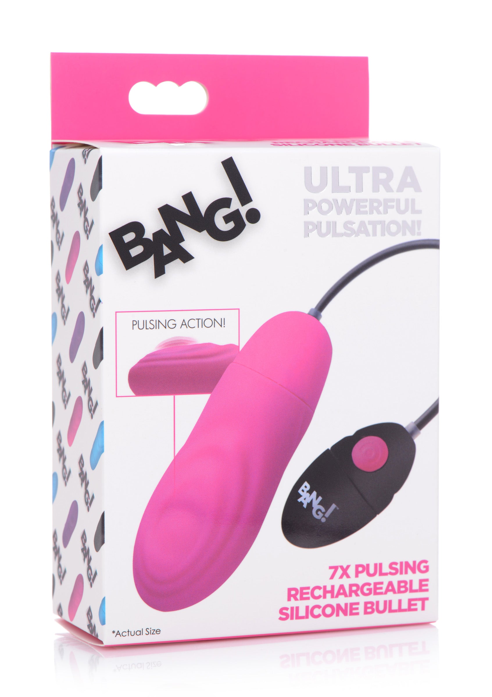 Bang! 7X Pulsing Rechargeable Silicone Vibrator - Black Pink