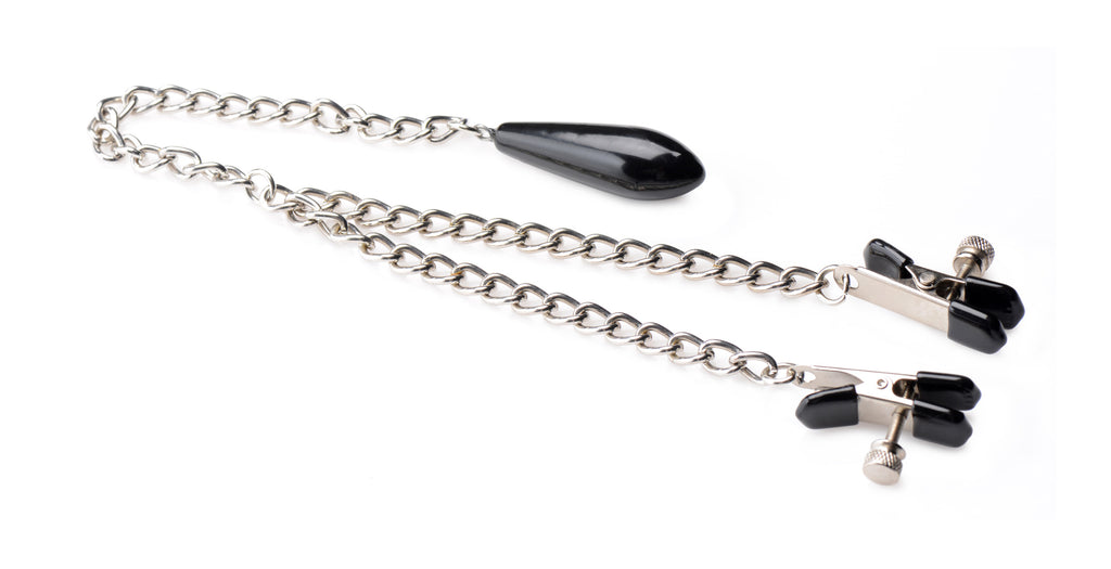Master Series Titty Taunter Nipple Clamps with Weighted Bead Black