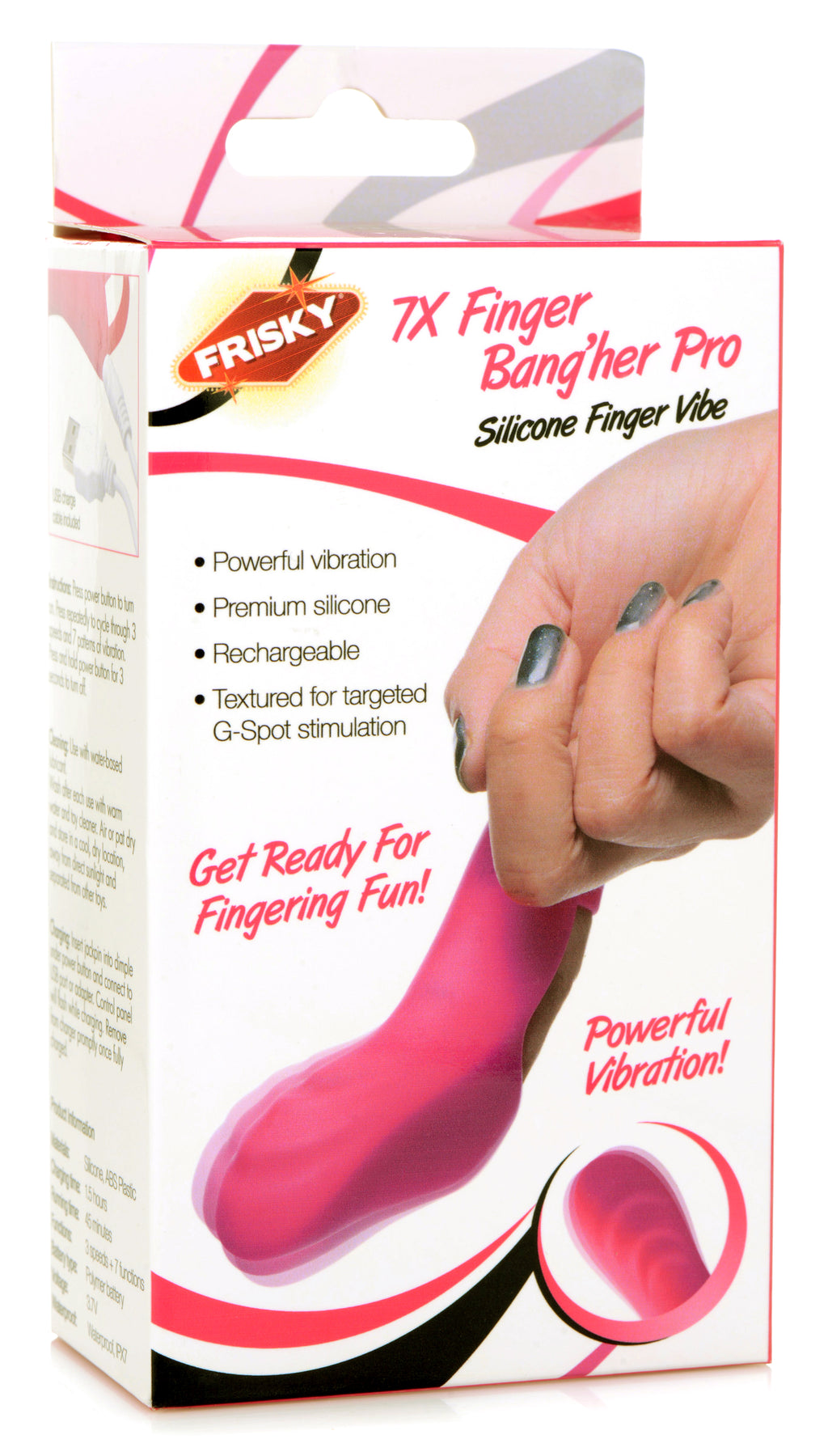 Frisky 7X Finger Bang Her Pro Silicone Vibrator - Pink Pink