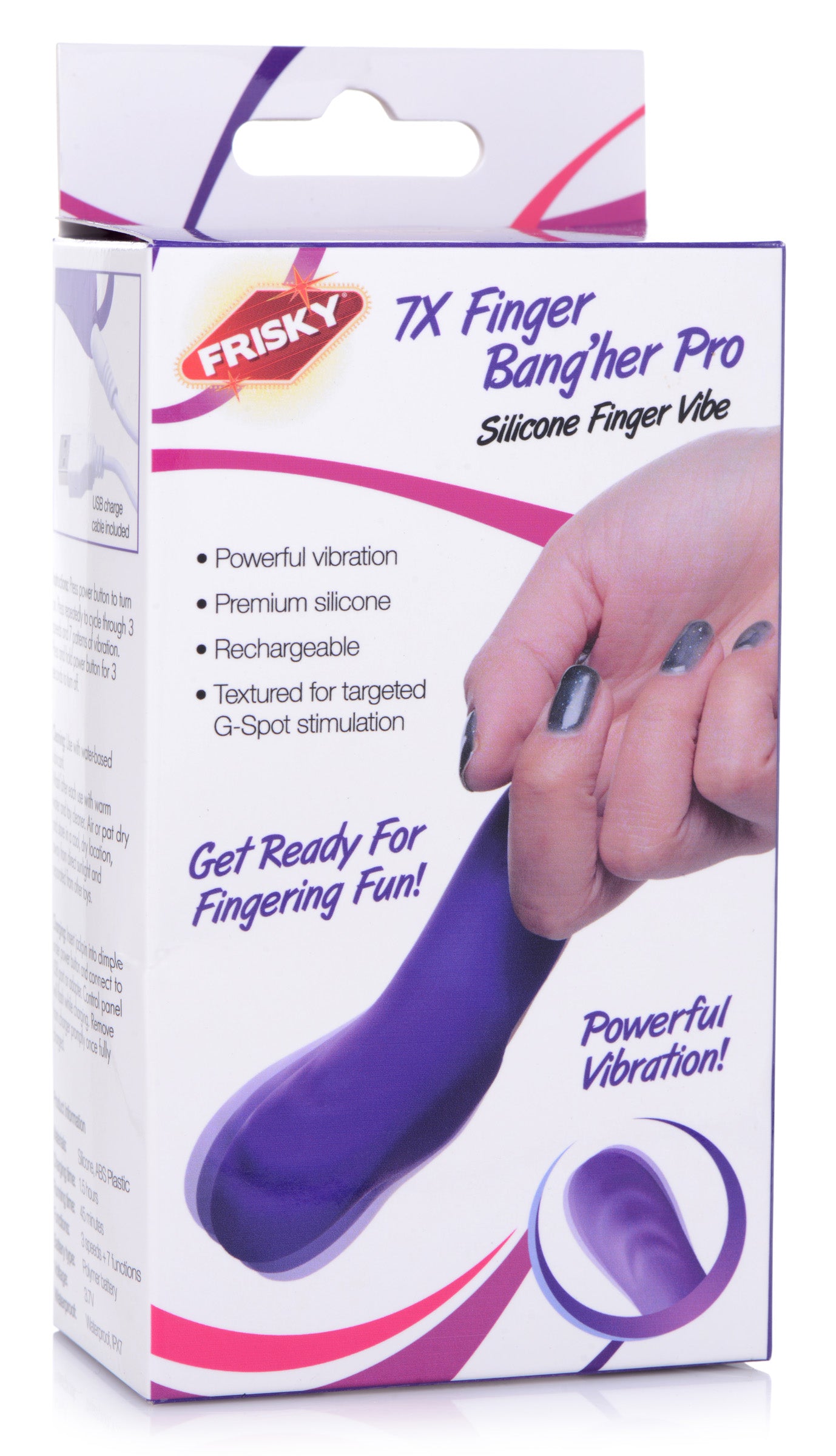 Frisky 7X Finger Bang Her Pro Silicone Vibrator - Pink Purple