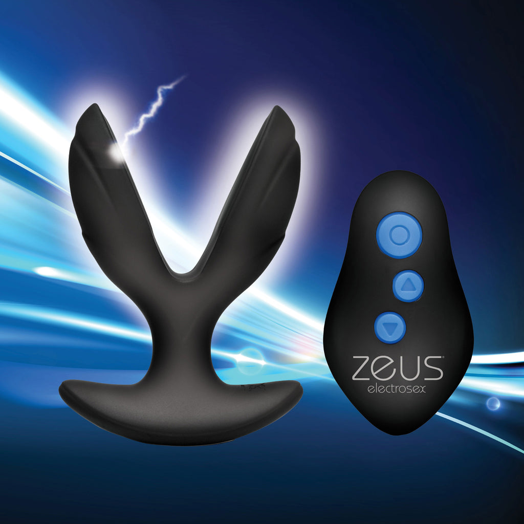 Zeus Electrosex 64X Electro-Spread Vibrating and Estim Silicone Butt Plug Black