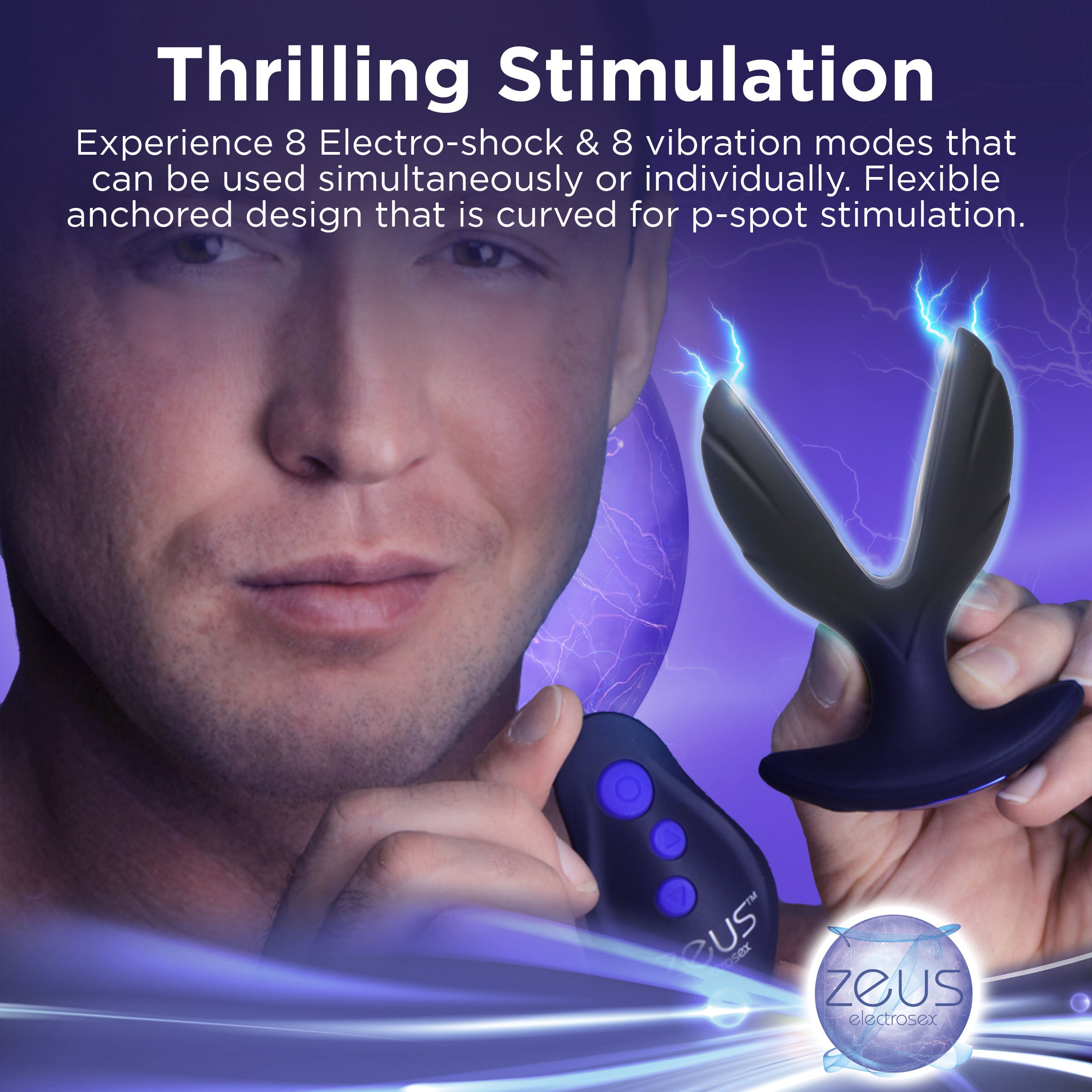 Zeus Electrosex 64X Electro-Spread Vibrating and Estim Silicone Butt Plug Black