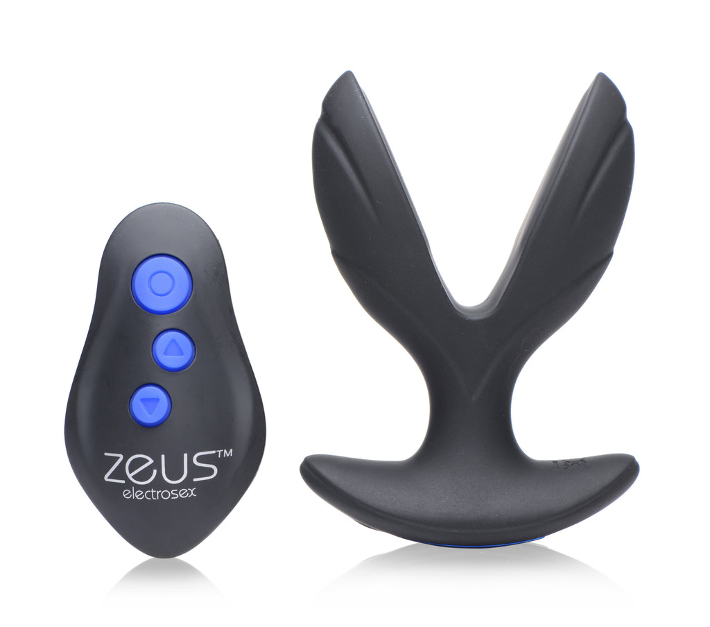 Zeus Electrosex 64X Electro-Spread Vibrating and Estim Silicone Butt Plug Black