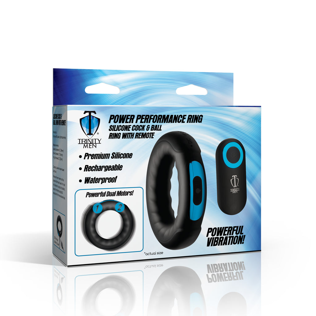 Trinity Men Remote Control 7X Silicone Cock Ring Black