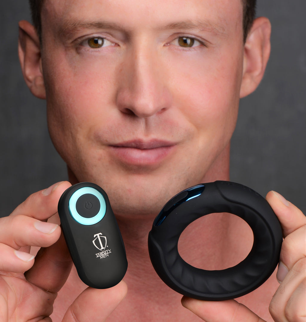 Trinity Men Remote Control 7X Silicone Cock Ring Black
