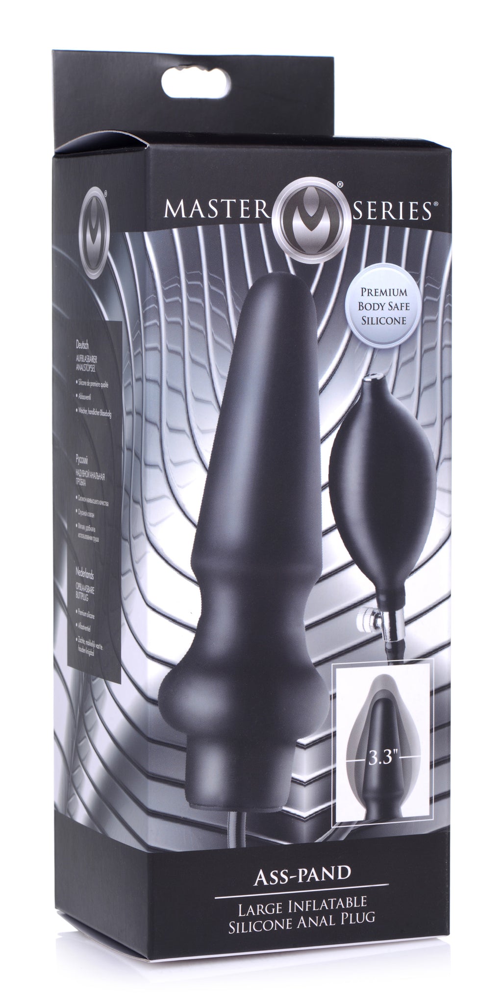 Master Series Ass-Pand Large Inflatable Silicone Anal Plug Black