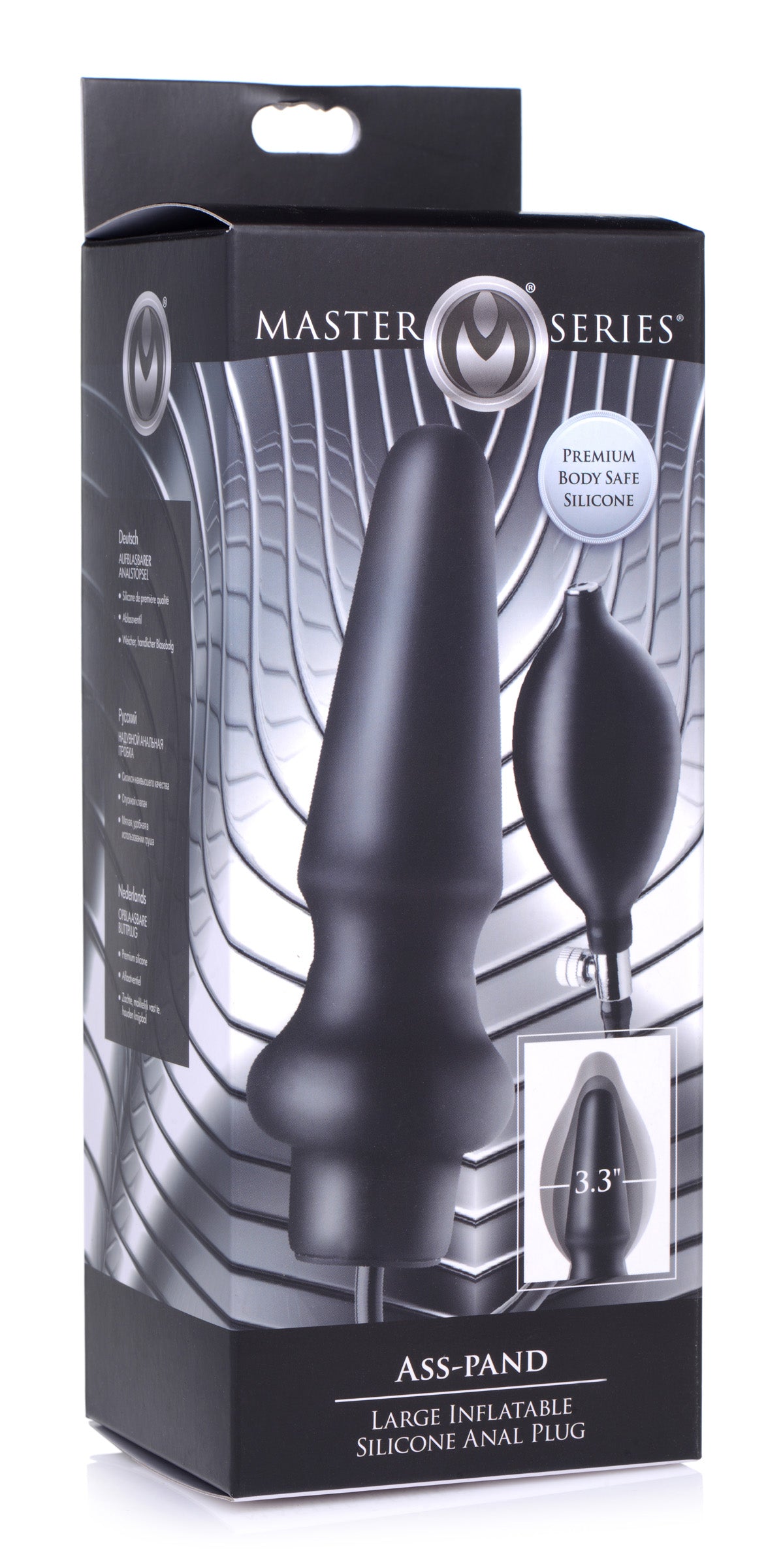 Master Series Ass-Pand Large Inflatable Silicone Anal Plug Black