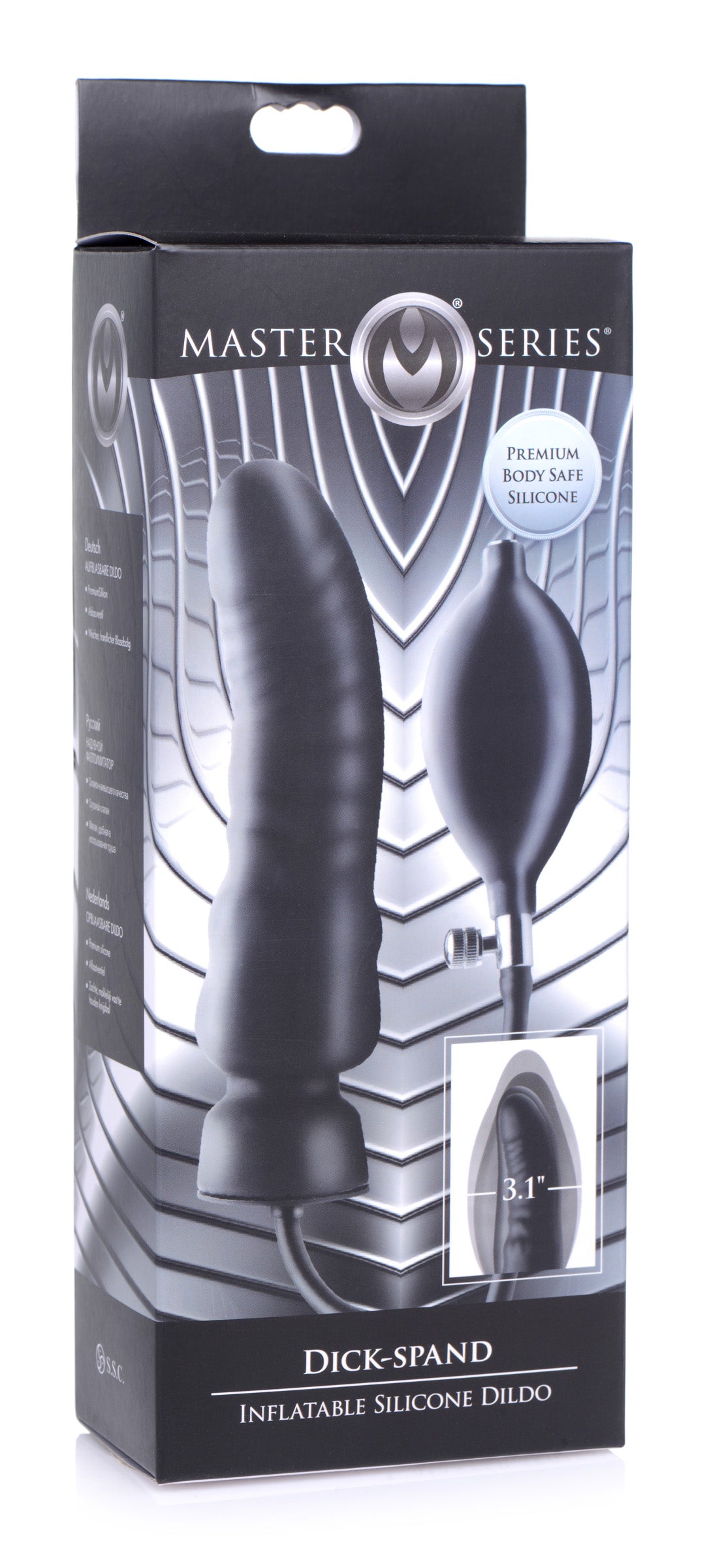 Master Series Dick-spand Inflatable Silicone Dildo Black
