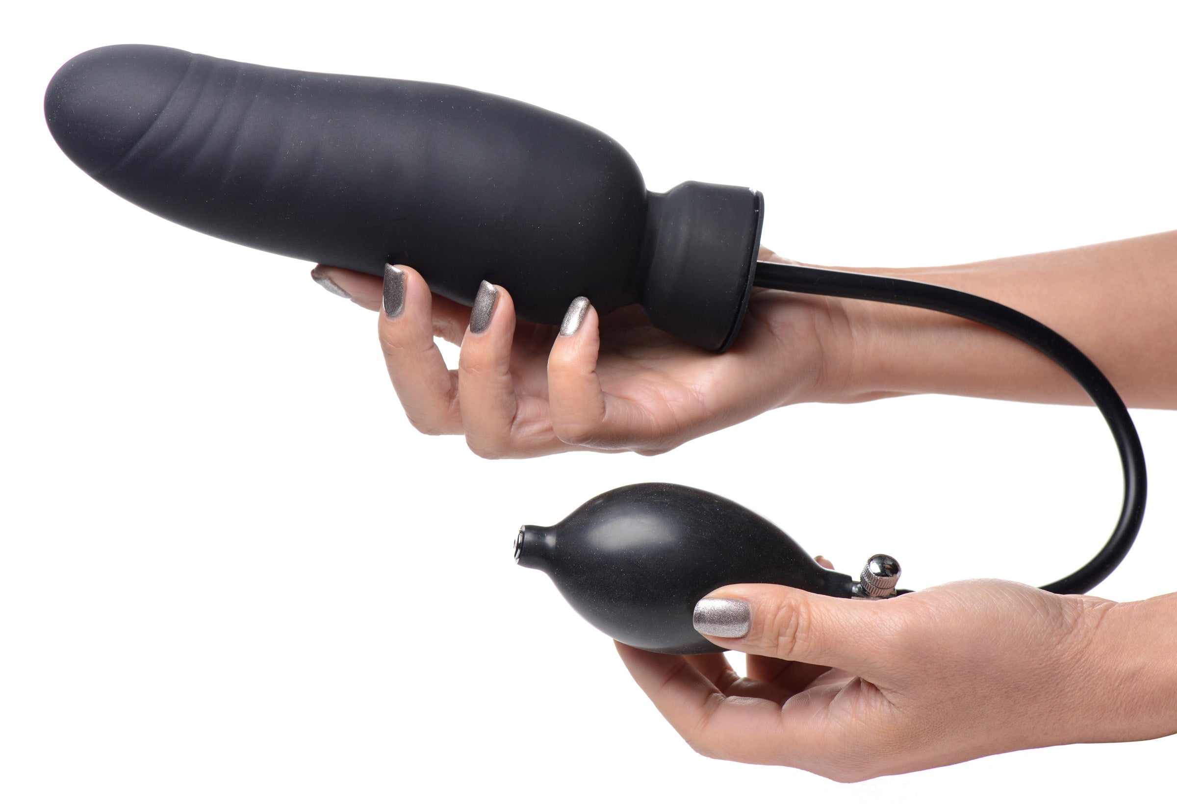 Master Series Dick-spand Inflatable Silicone Dildo Black