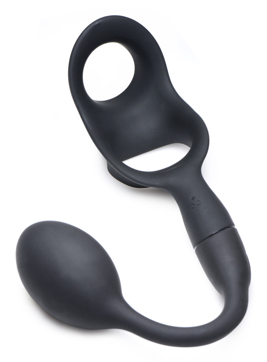Alpha-Pro 10X P-Bomb Silicone Cock and Ball Ring with Vibrating Anal Plug Black