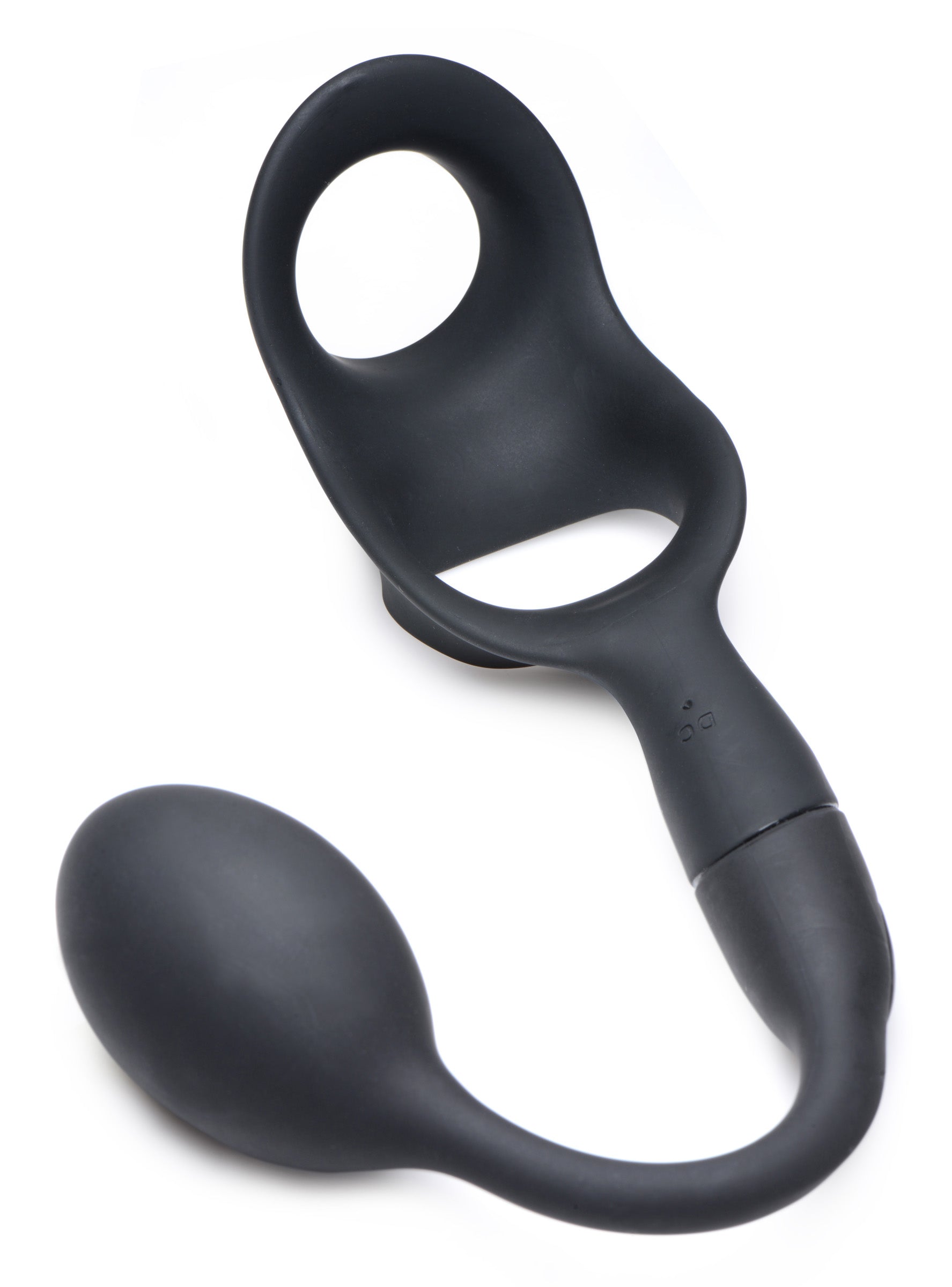 Alpha-Pro 10X P-Bomb Silicone Cock and Ball Ring with Vibrating Anal Plug Black