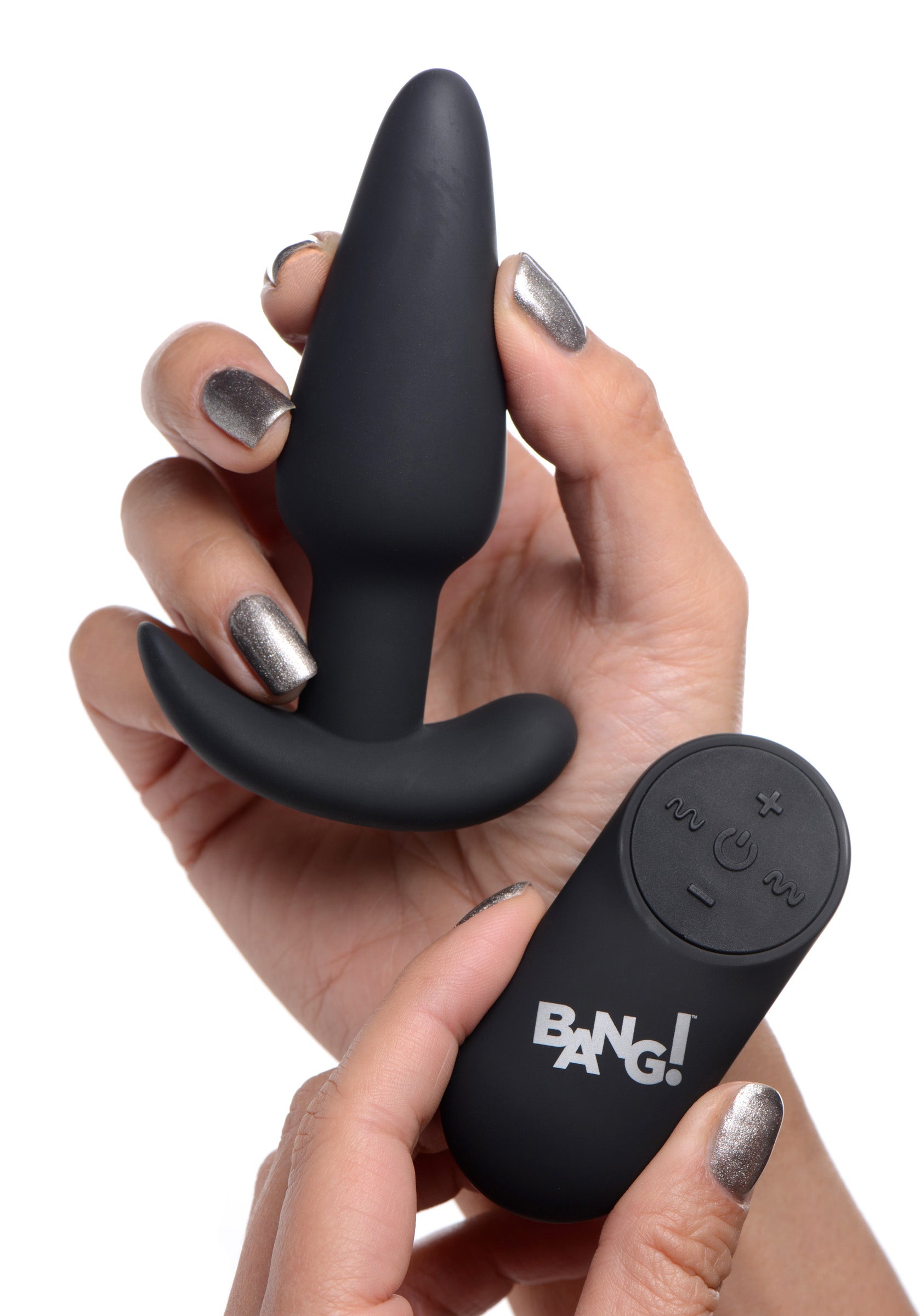 Bang! Remote Control 21X Vibrating Silicone Butt Plug - Black Black