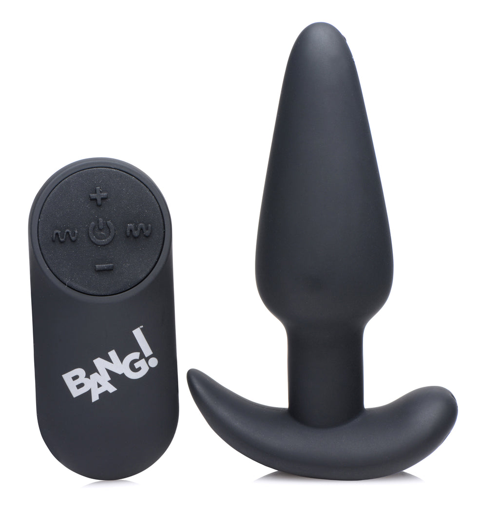 Bang! Remote Control 21X Vibrating Silicone Butt Plug - Black Black