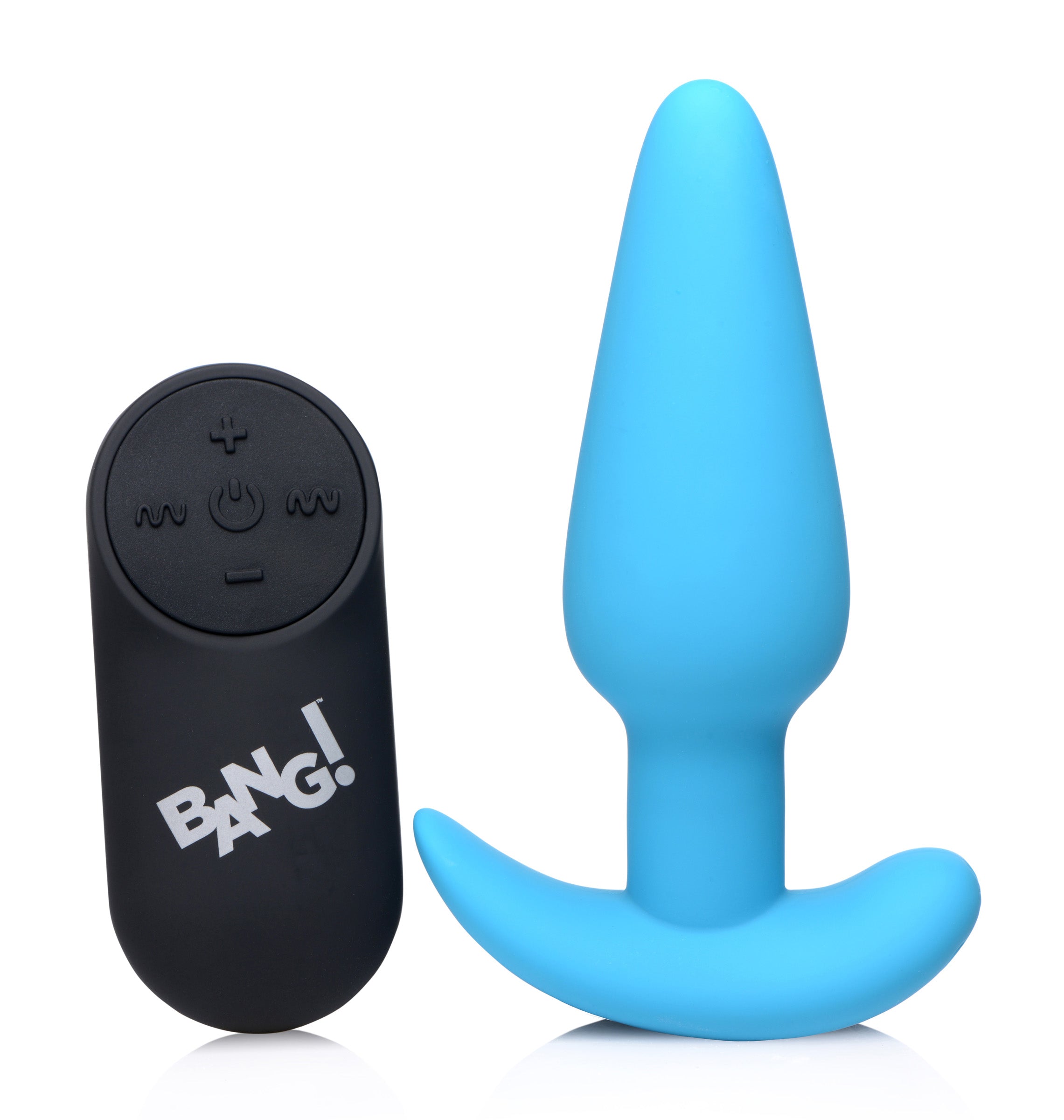 Bang! Remote Control 21X Vibrating Silicone Butt Plug - Black Blue