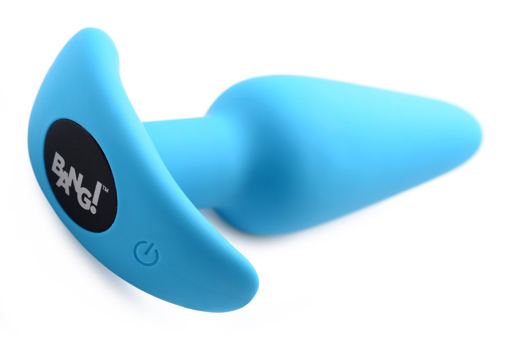 Bang! Remote Control 21X Vibrating Silicone Butt Plug - Black Blue