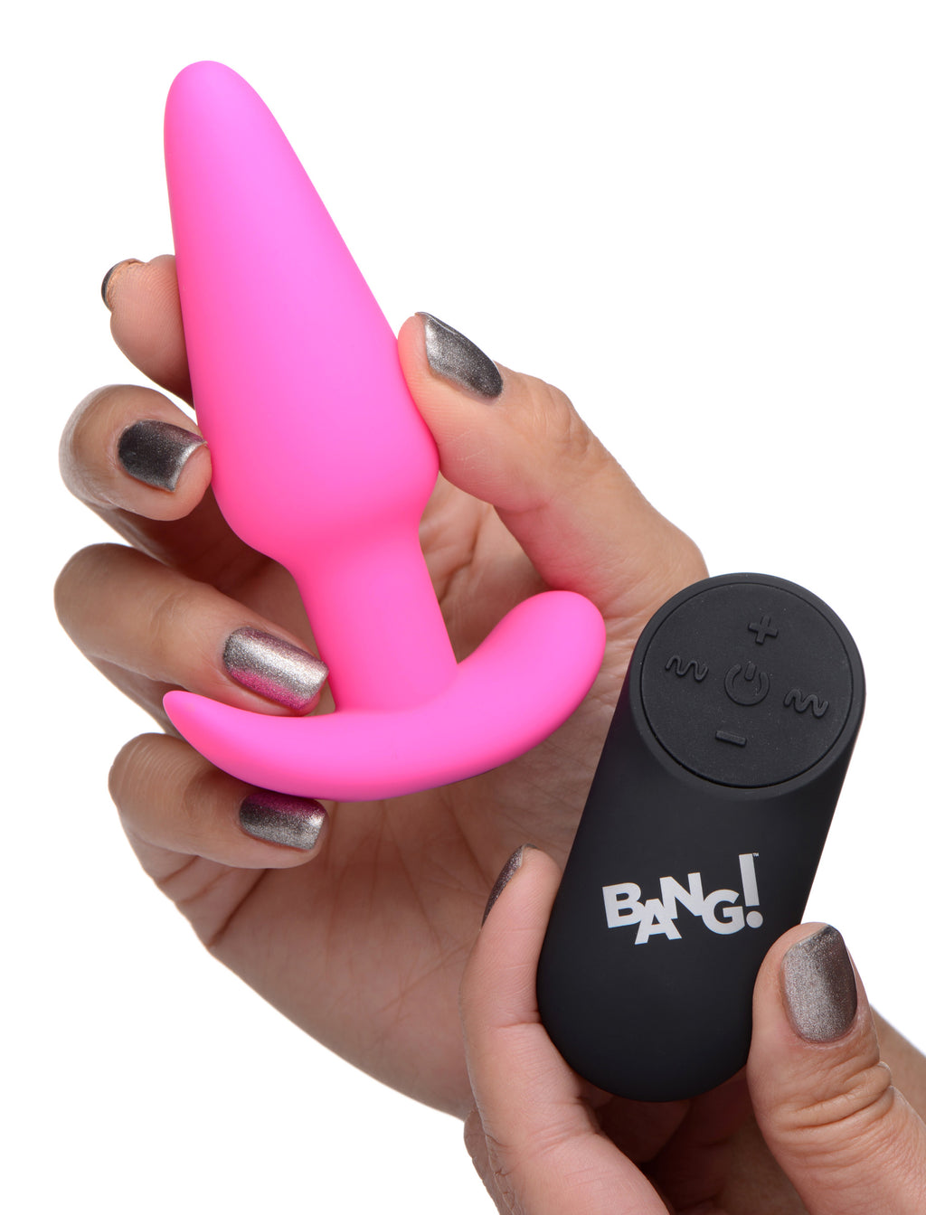 Bang! Remote Control 21X Vibrating Silicone Butt Plug - Black Pink