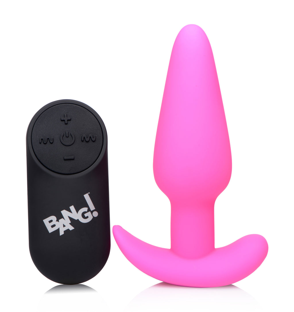 Bang! Remote Control 21X Vibrating Silicone Butt Plug - Black Pink