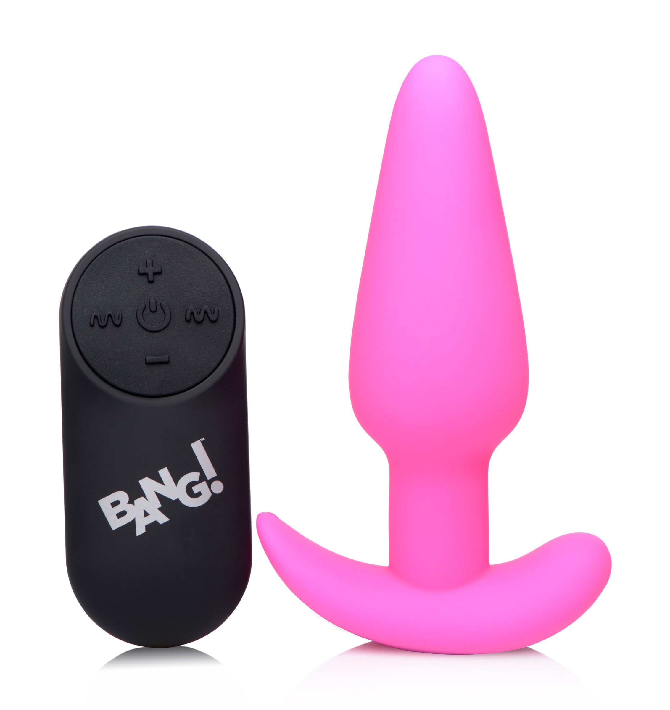 Bang! Remote Control 21X Vibrating Silicone Butt Plug - Black Pink