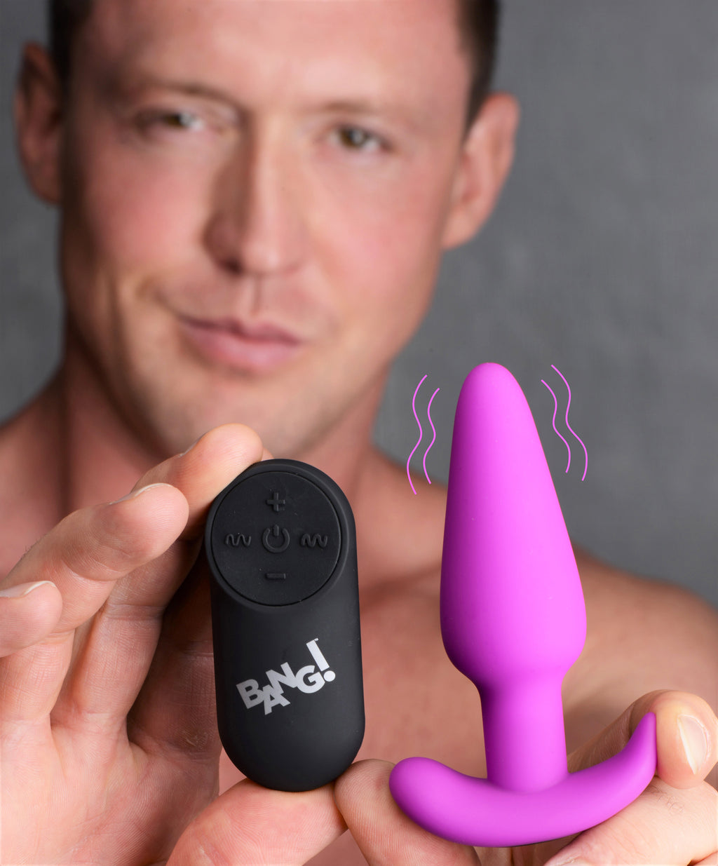 Bang! Remote Control 21X Vibrating Silicone Butt Plug - Black Purple
