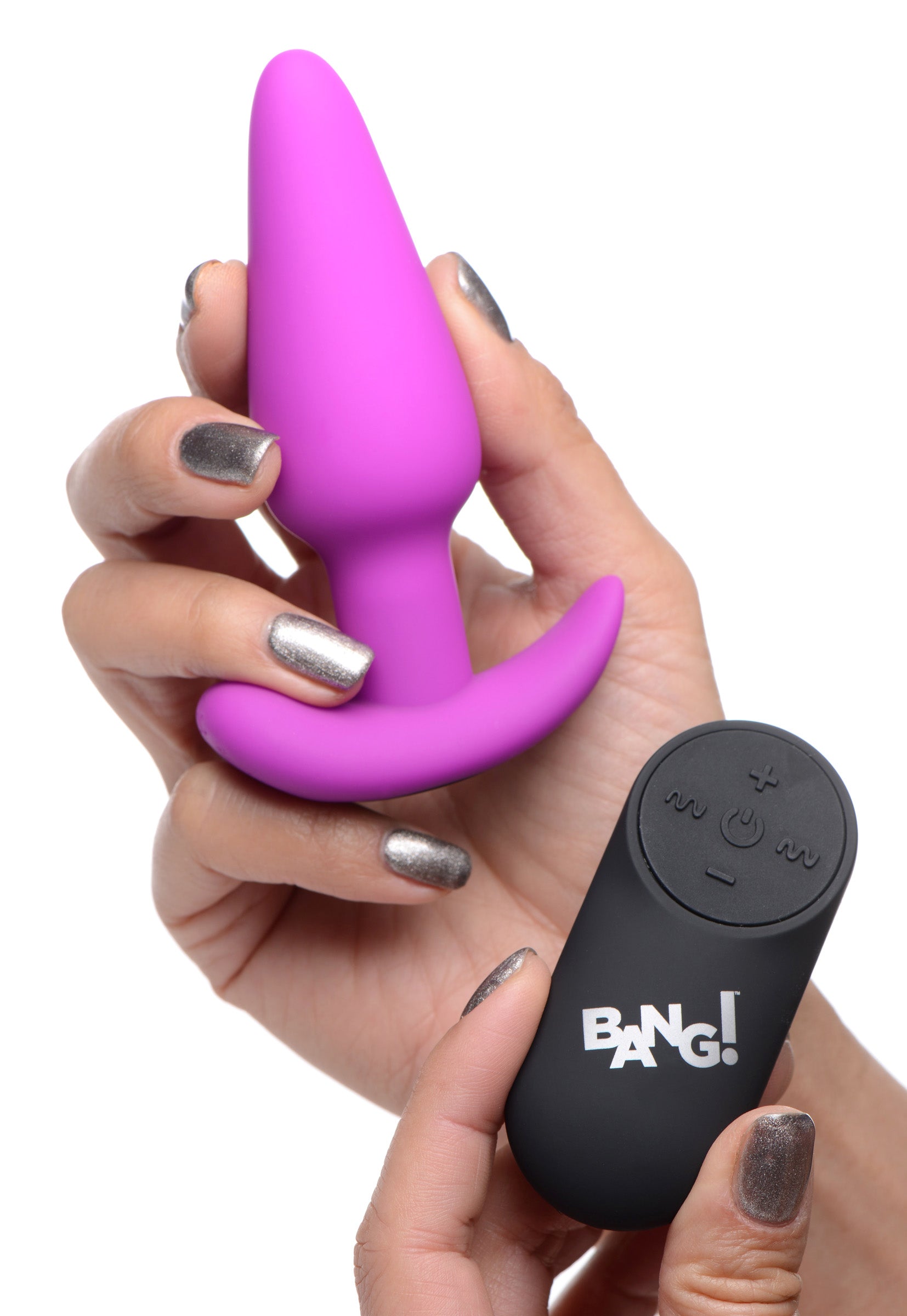 Bang! Remote Control 21X Vibrating Silicone Butt Plug - Black Purple
