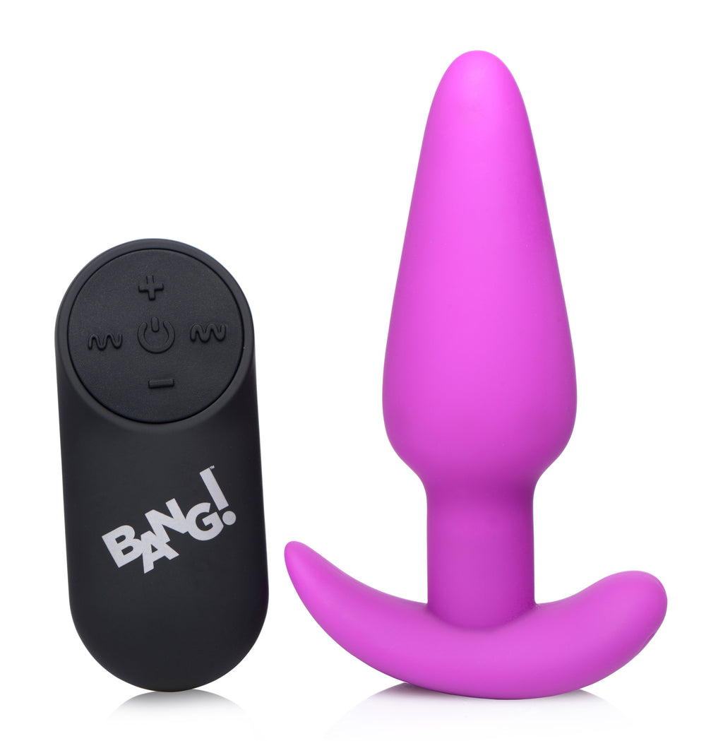 Bang! Remote Control 21X Vibrating Silicone Butt Plug - Black Purple