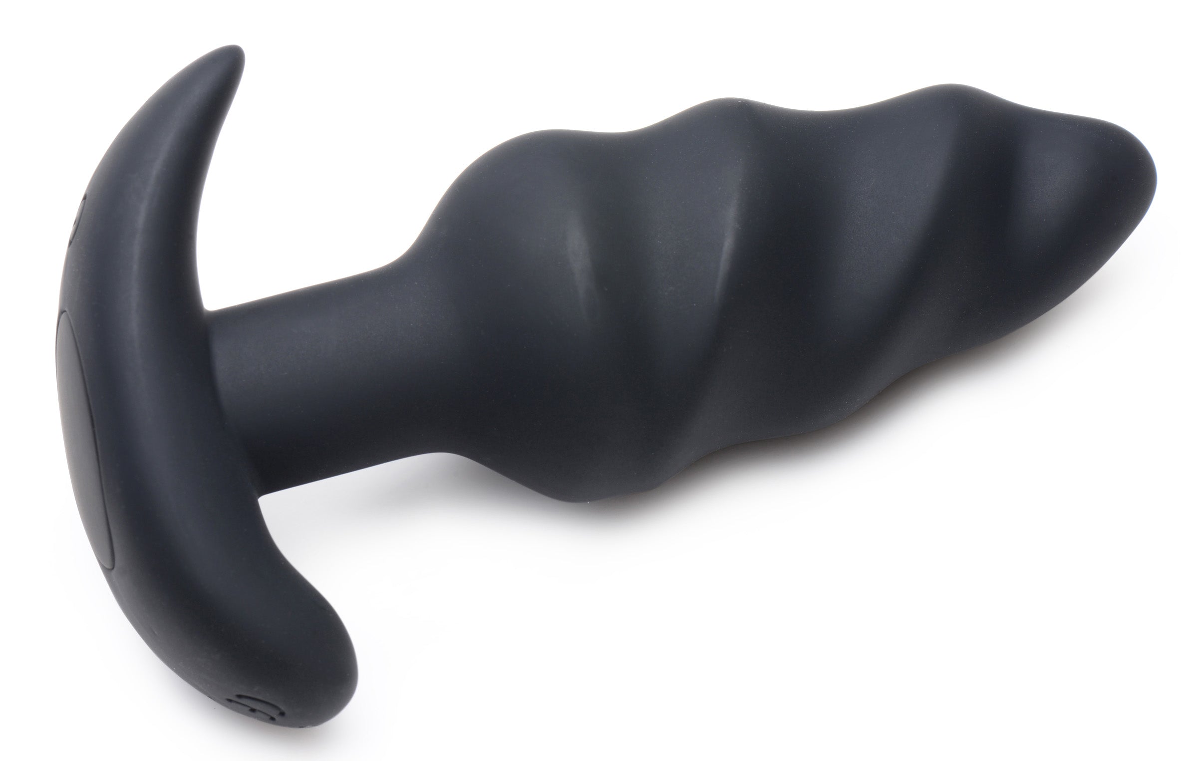 Bang! Remote Control 21X Vibrating Silicone Swirl Butt Plug - Black Black