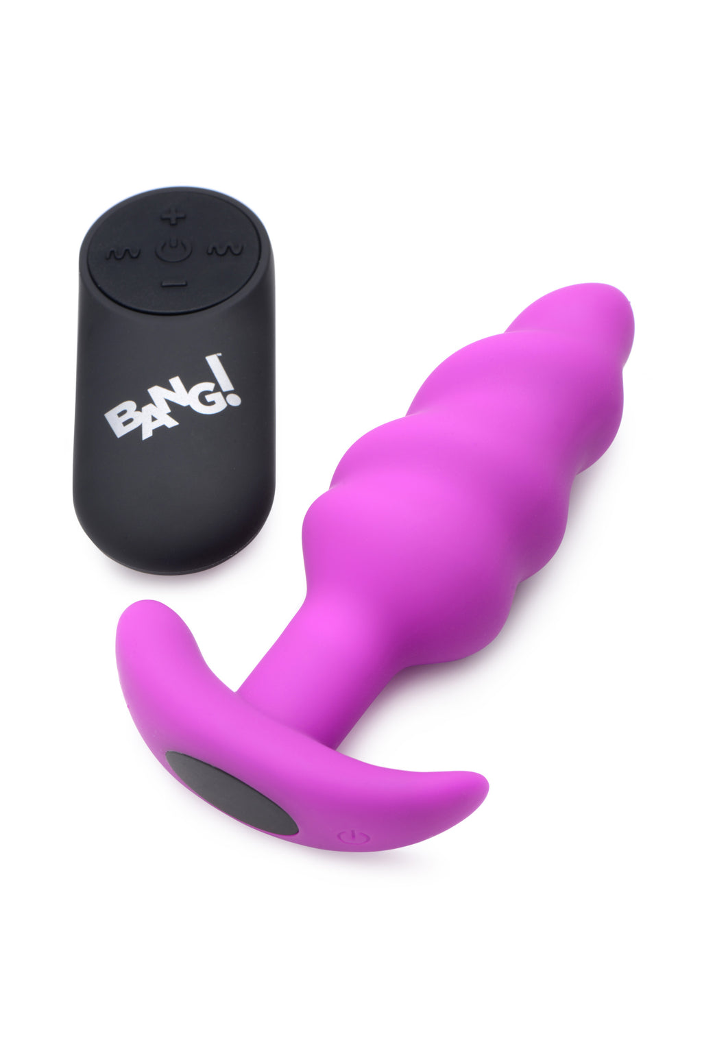 Bang! Remote Control 21X Vibrating Silicone Swirl Butt Plug - Black Purple