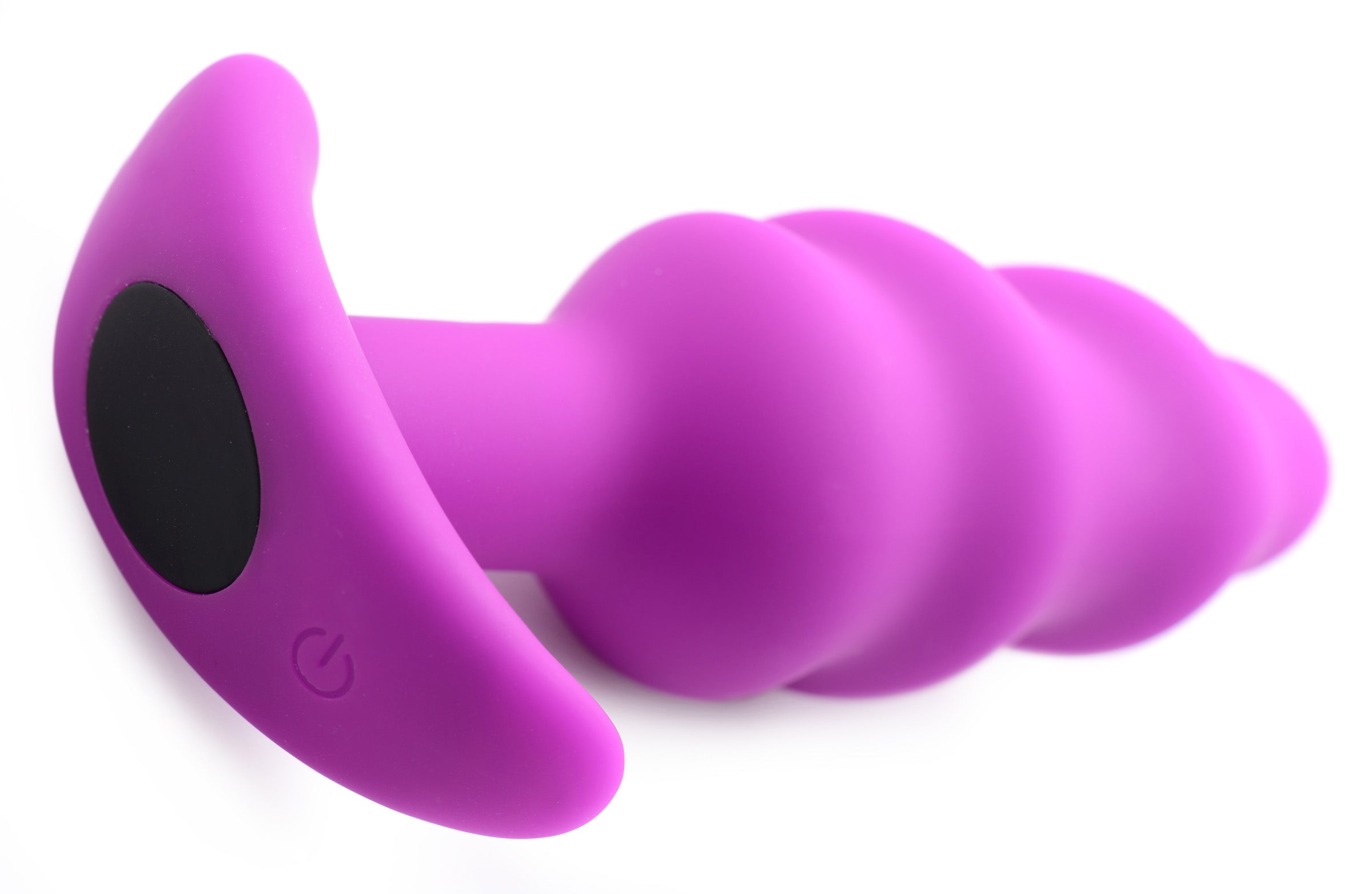Bang! Remote Control 21X Vibrating Silicone Swirl Butt Plug - Black Purple