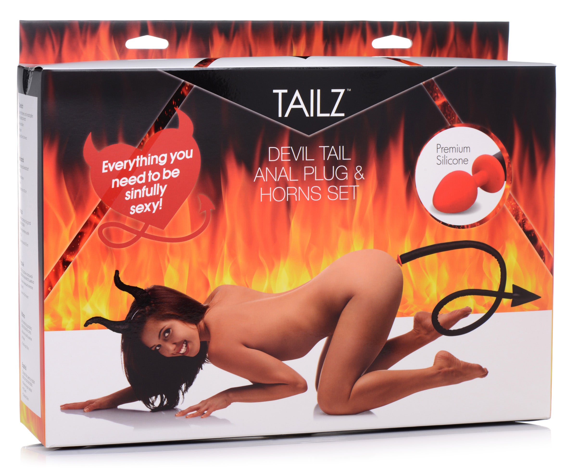 Tailz Devil Tail Anal Plug and Horns Set Red