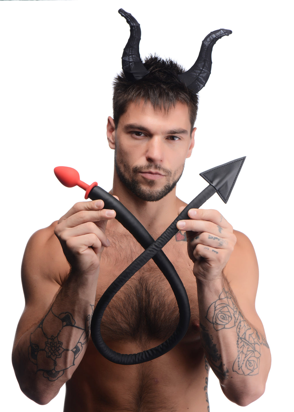 Tailz Devil Tail Anal Plug and Horns Set Red